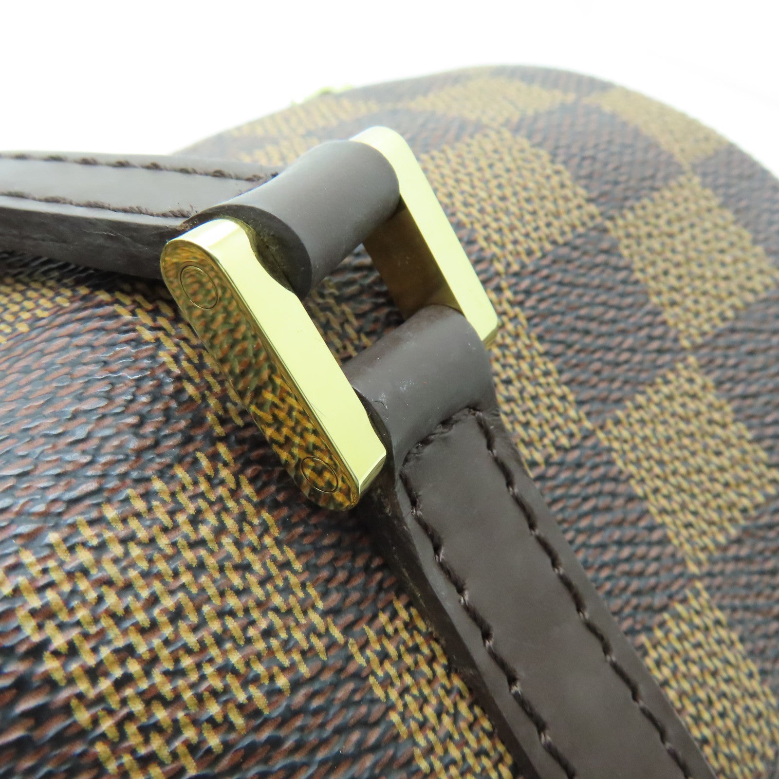 LOUIS VUITTON Damier Ebene Papillon PM金扣肩背袋啡色