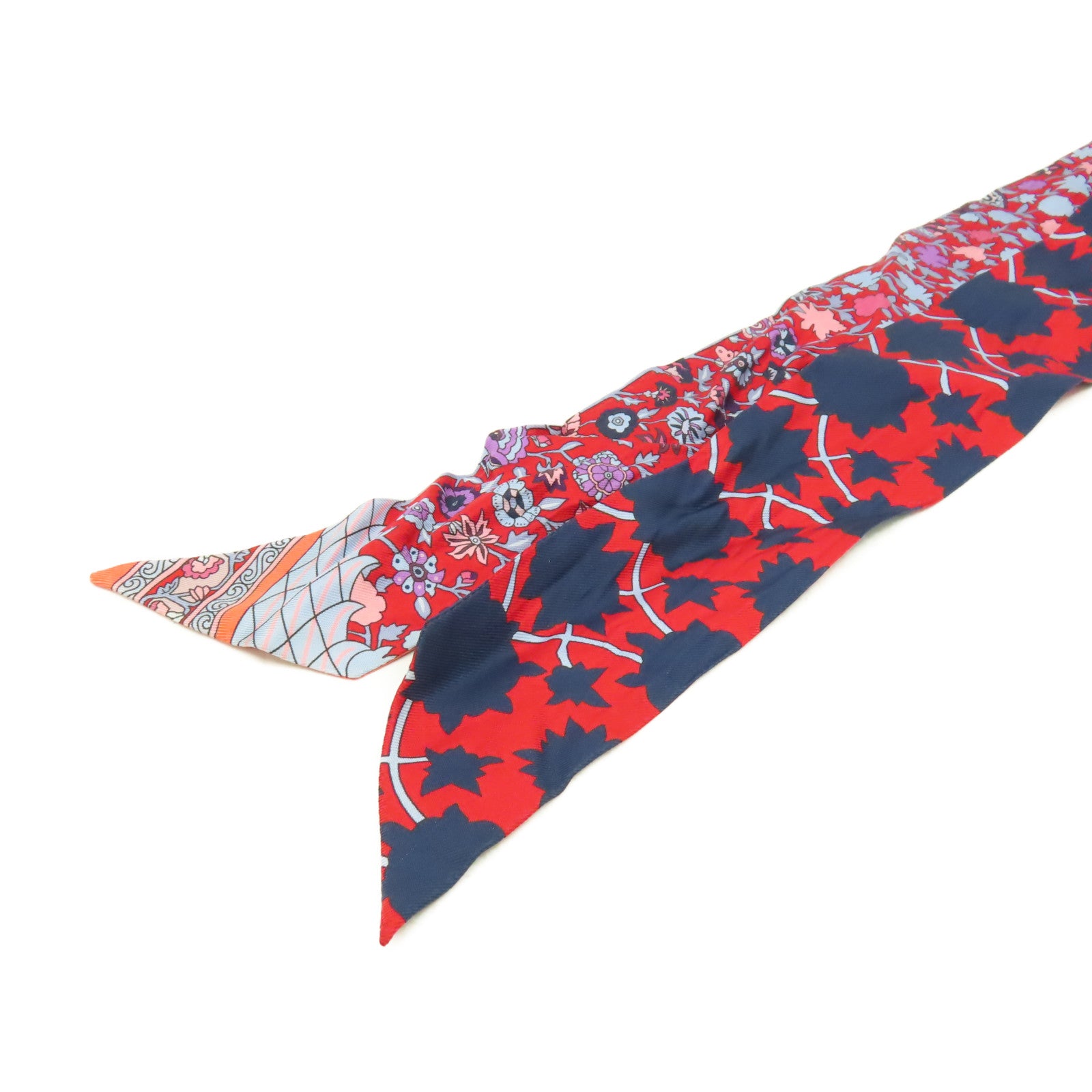 HERMES 【激減優惠】絲質Twilly Scarf絲巾紅色/彩色