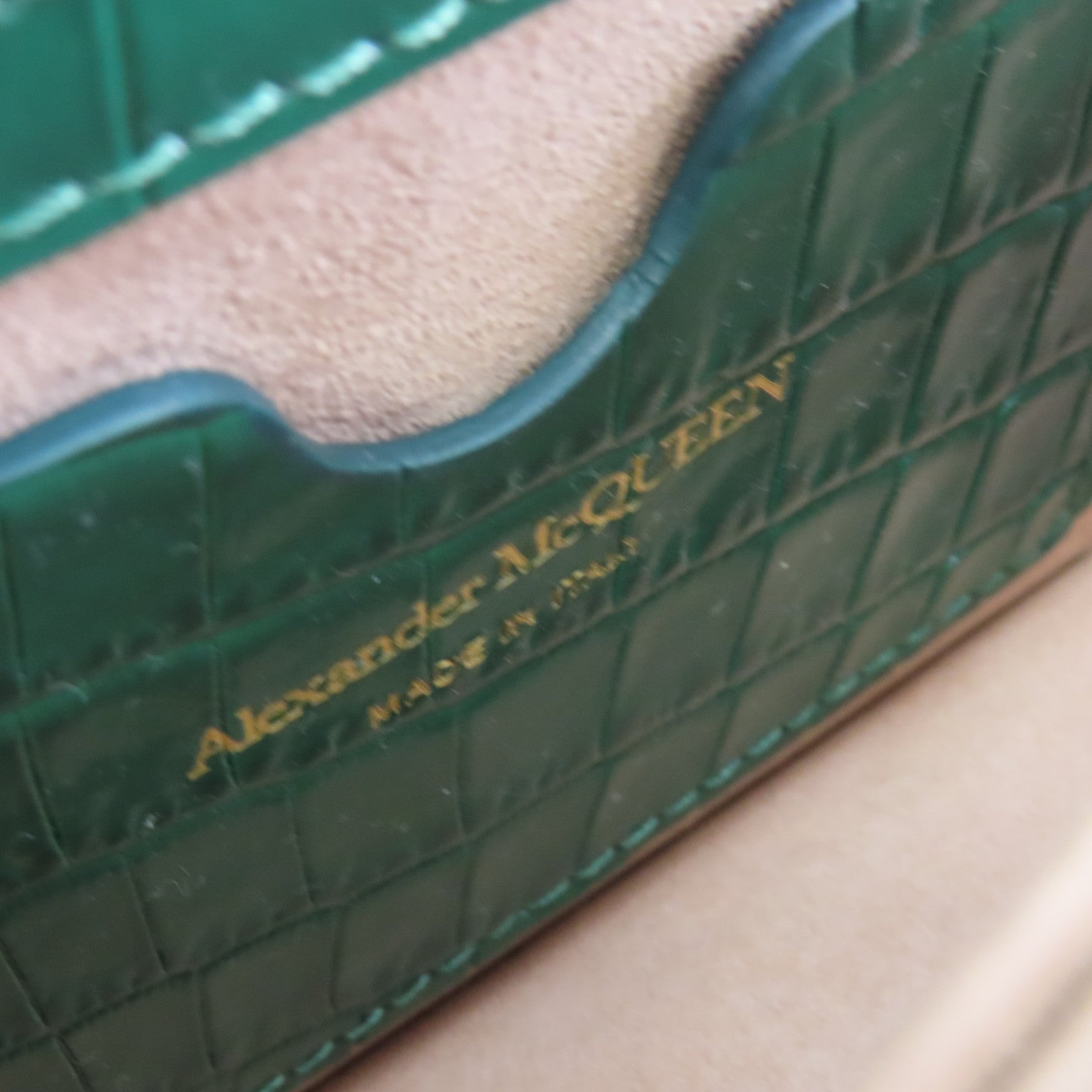 Alexander McQueen 牛皮皮革Chain Shoulder Bag金扣鏈帶肩背袋綠色