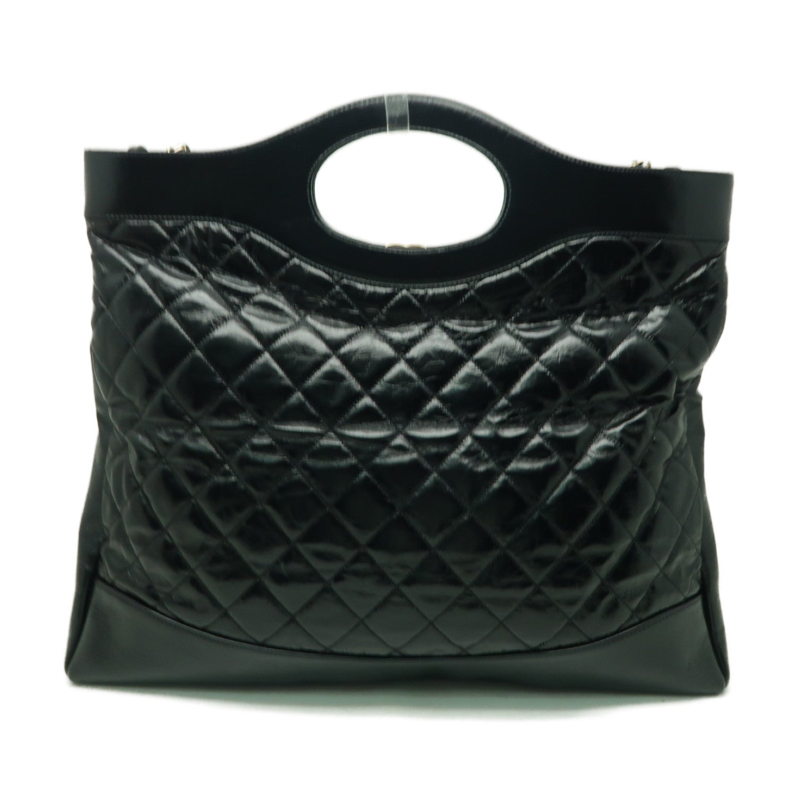 CHANEL 菱格Aged Calf皮革Shoulder Bag金扣手挽肩背兩用袋黒色
