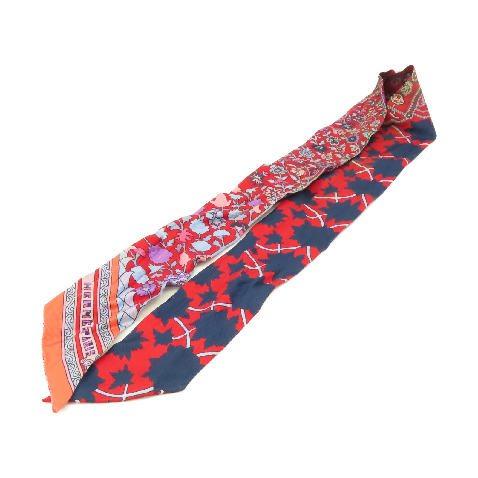HERMES 【激減優惠】絲質Twilly Scarf絲巾紅色/彩色