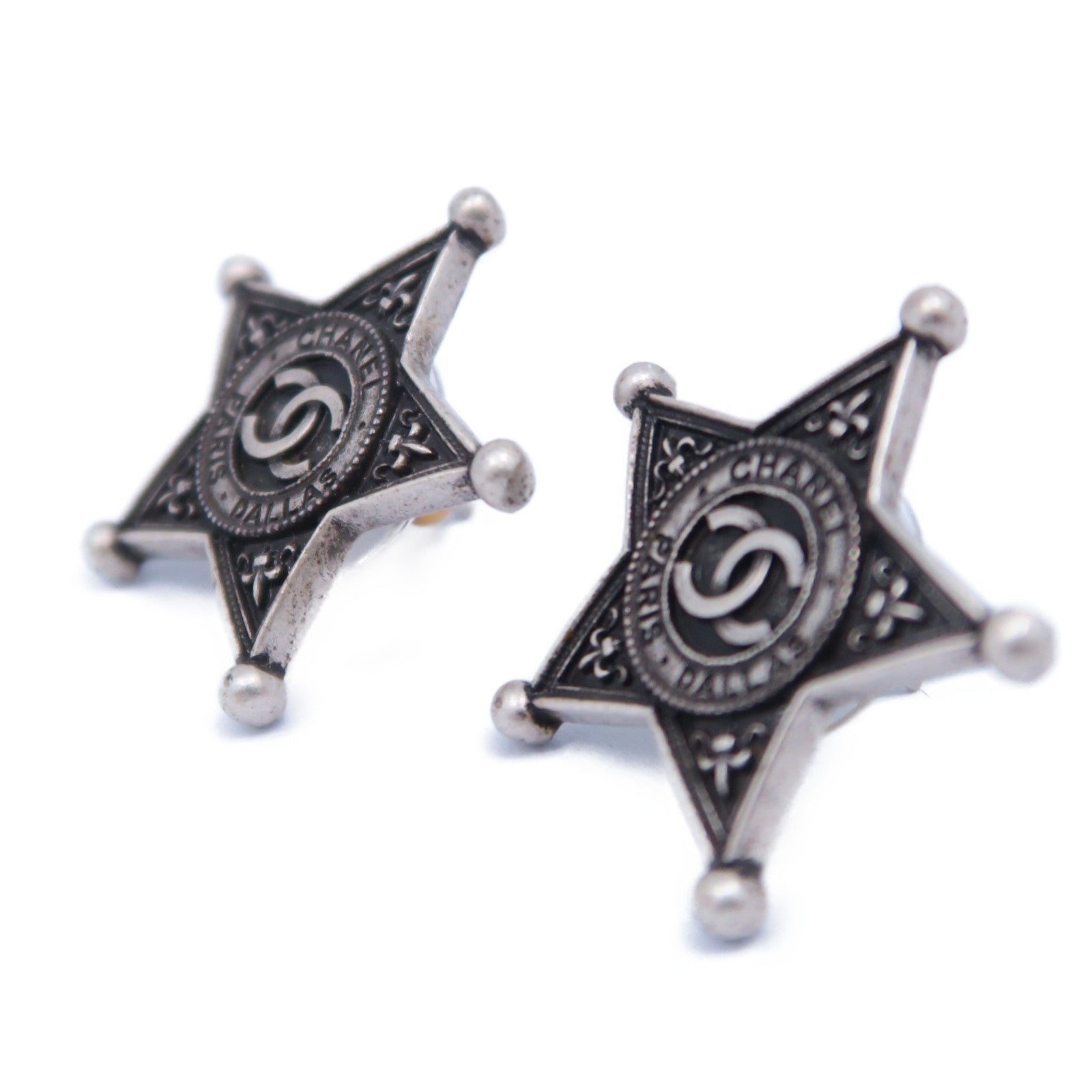 CHANEL 金屬Earrings耳環銀色/黑色