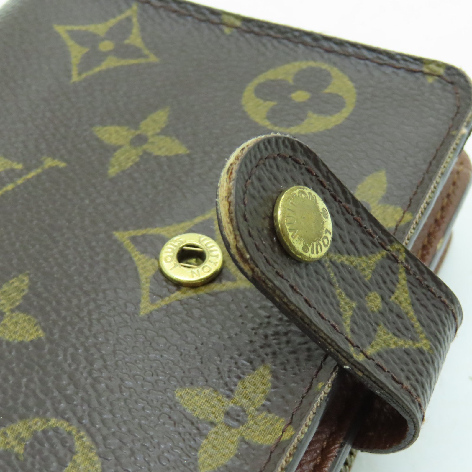 LOUIS VUITTON Monogram Compact Zipper金扣錢包啡色