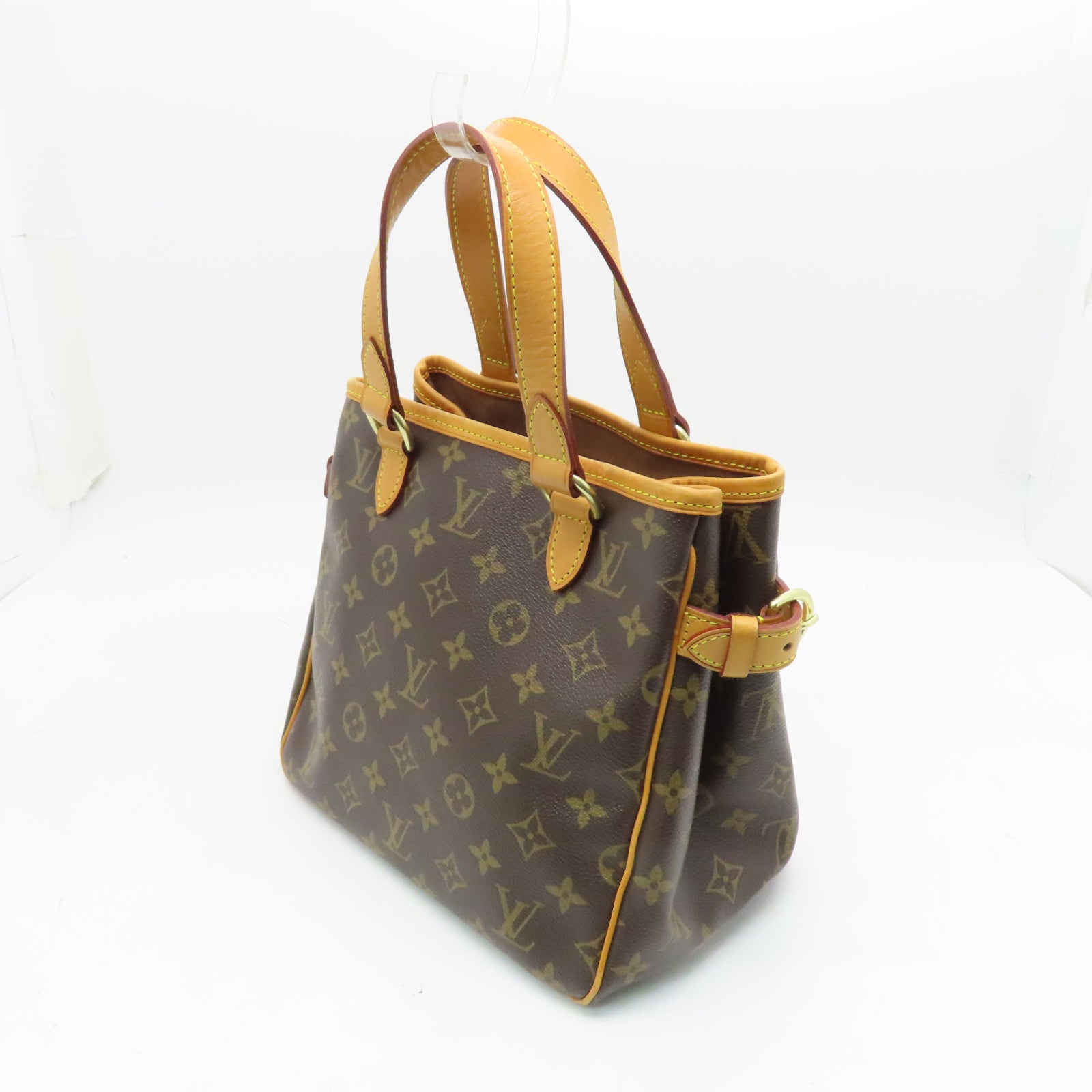 LOUIS VUITTON Monogram Batignolles Gold Buckle Handle Bag Brown