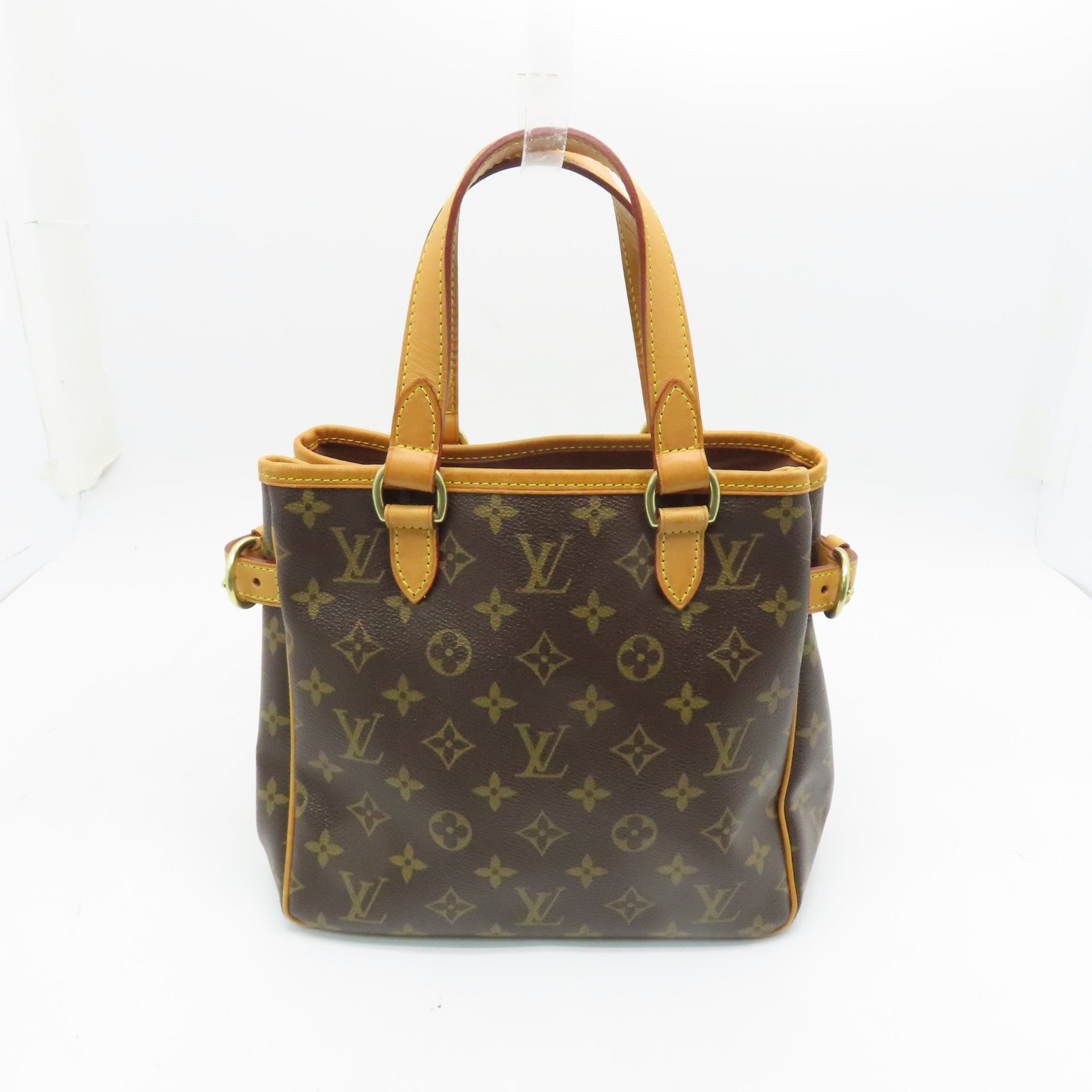 LOUIS VUITTON Monogram Batignolles Gold Buckle Handle Bag Brown