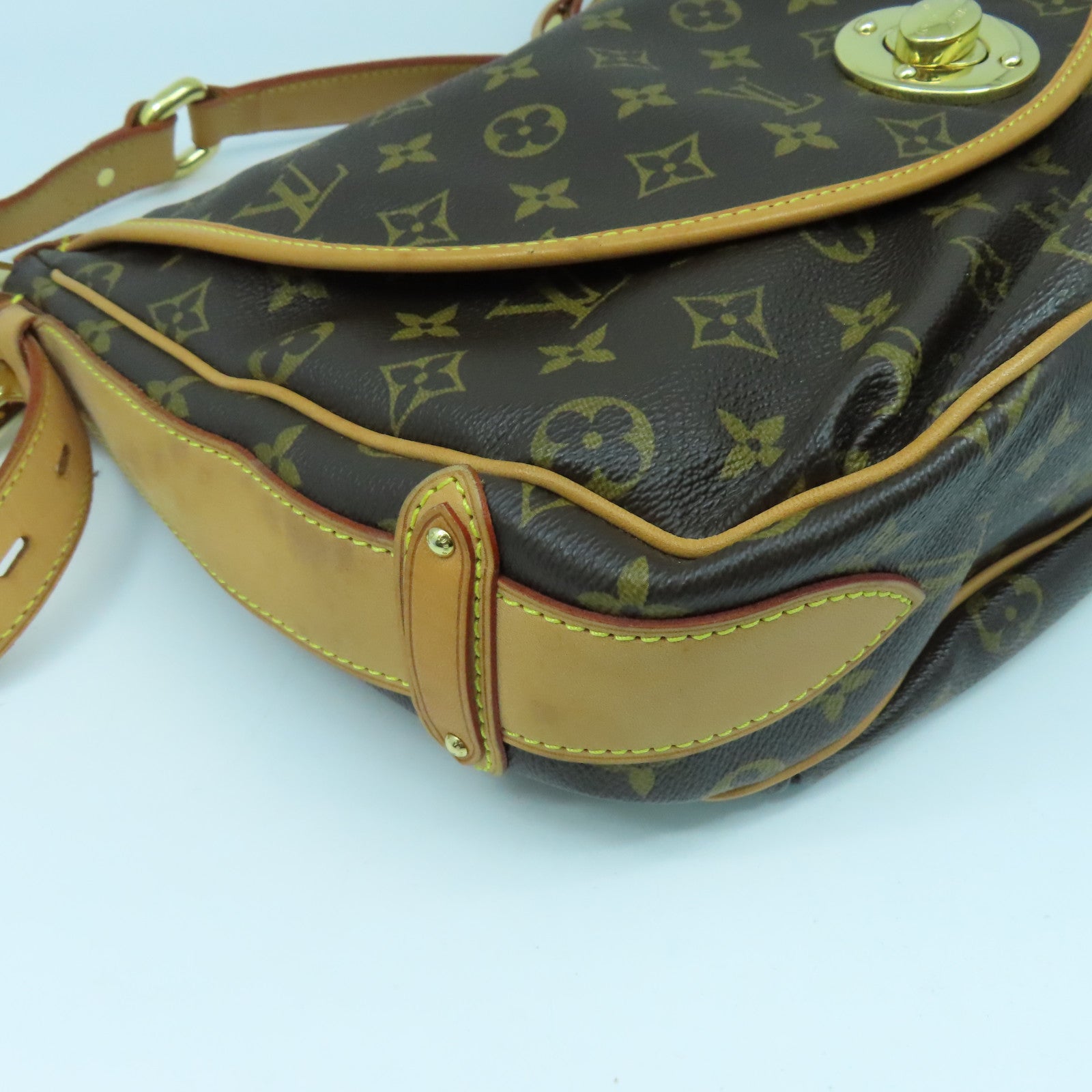 LOUIS VUITTON Monogram Tulum GM金扣肩背袋啡色