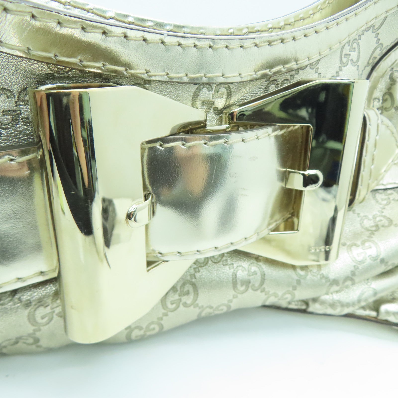 GUCCI 牛皮皮革Shoulder Bag金扣肩背袋香槟金色