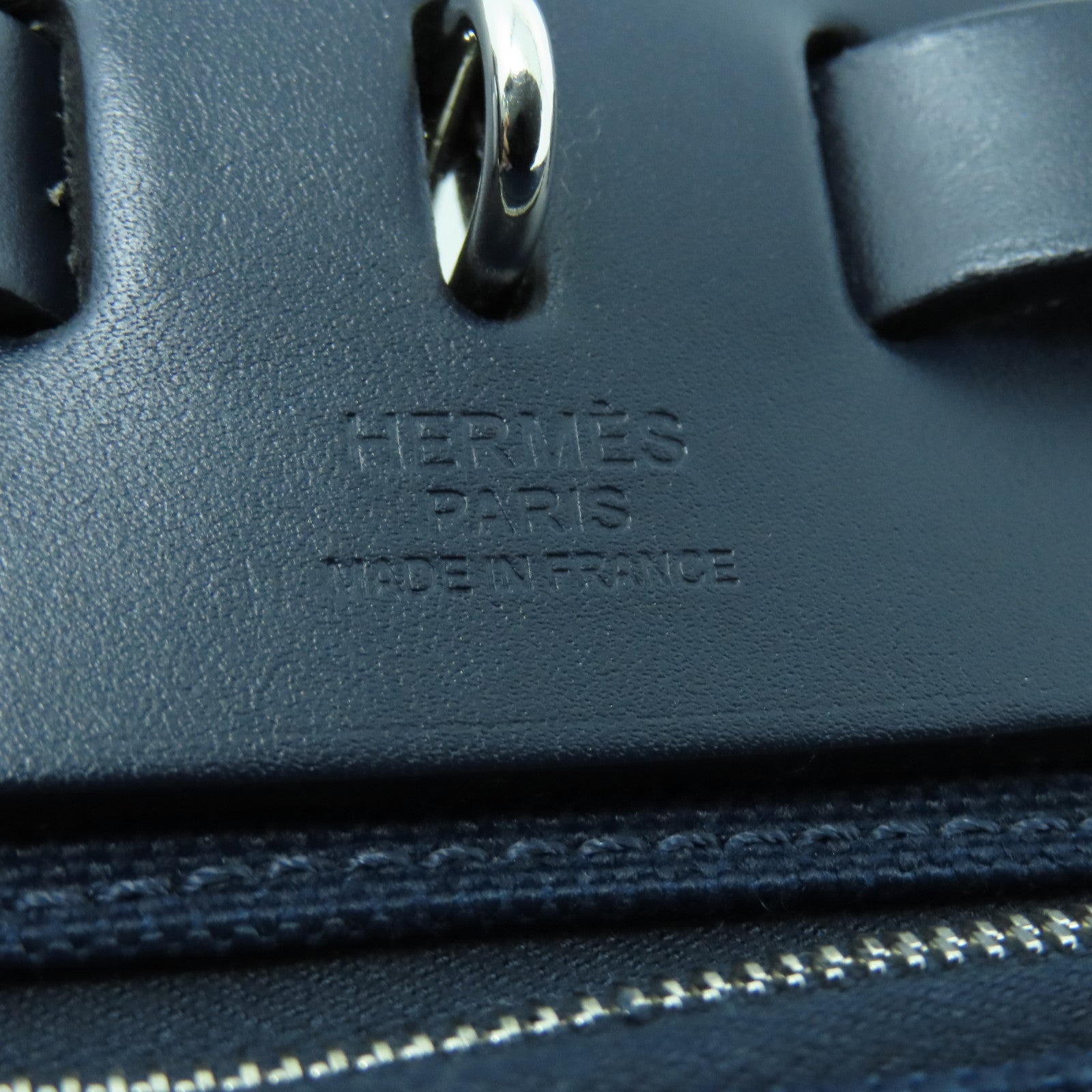 HERMES 帆布Herbag PM银扣手挽肩背两用袋深蓝色