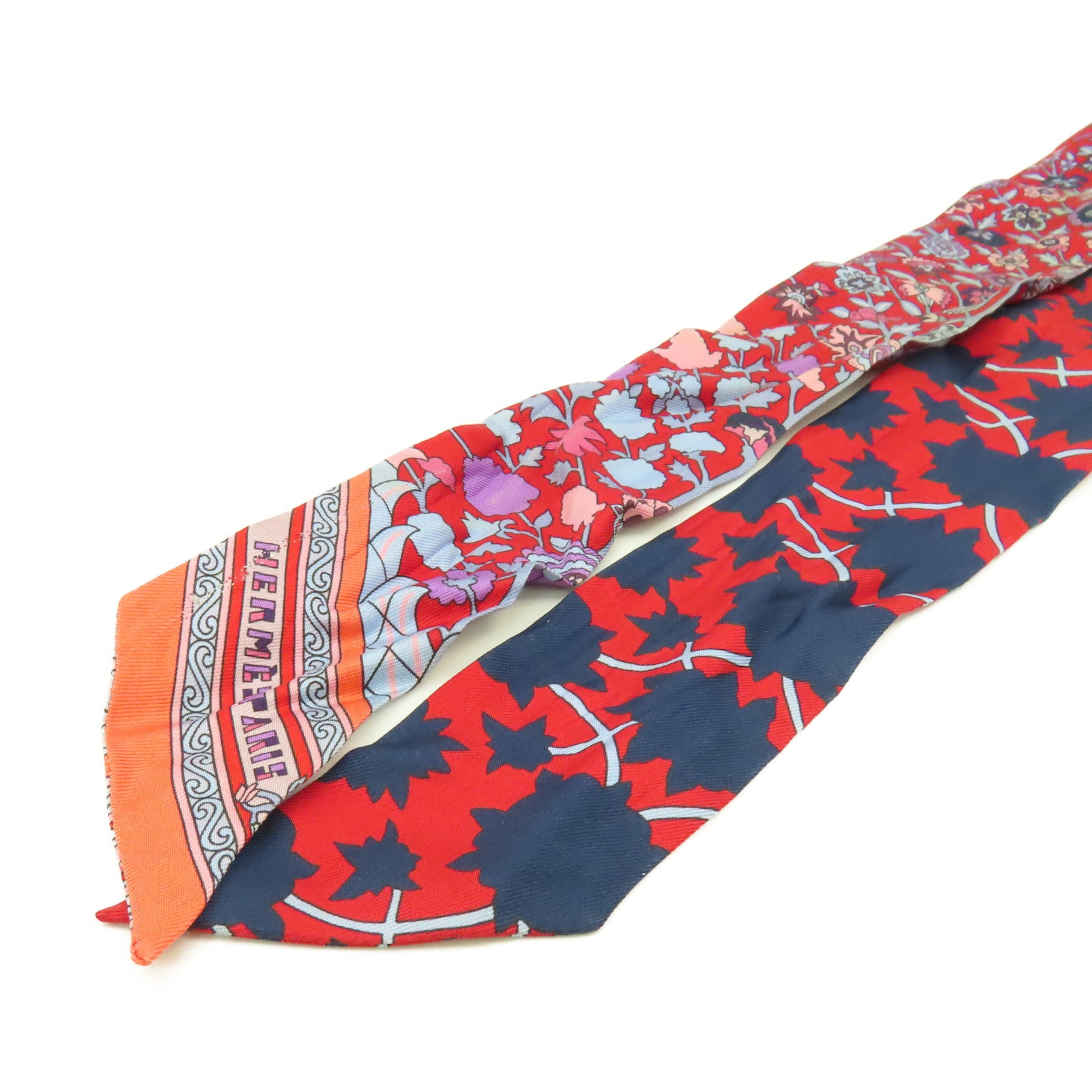 HERMES 【激減優惠】絲質Twilly Scarf絲巾紅色/彩色
