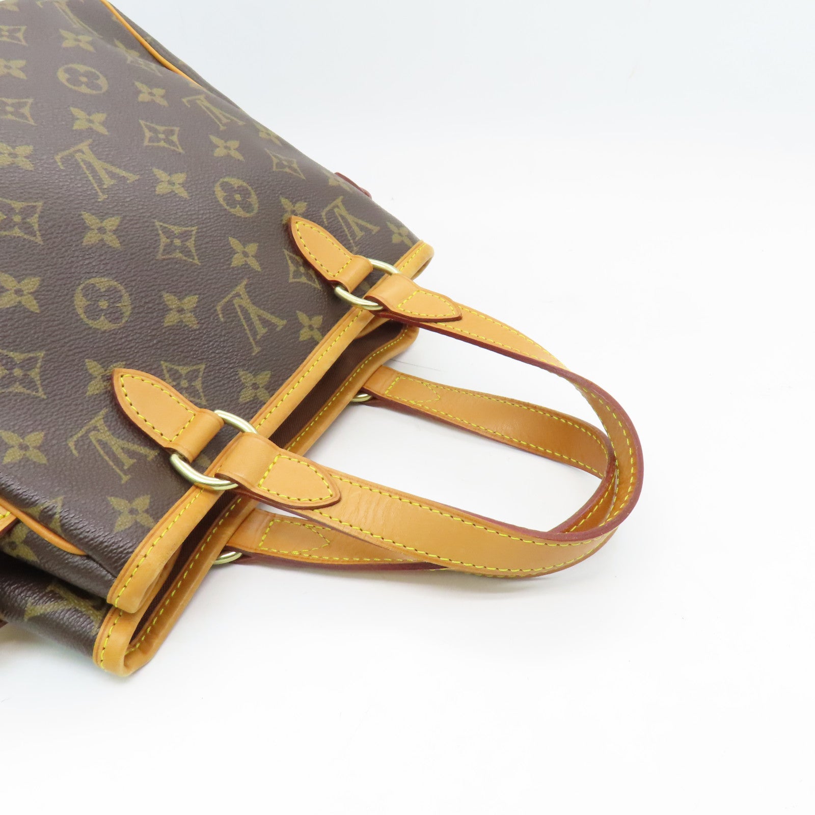 LOUIS VUITTON Monogram Batignolles Gold Buckle Handle Bag Brown