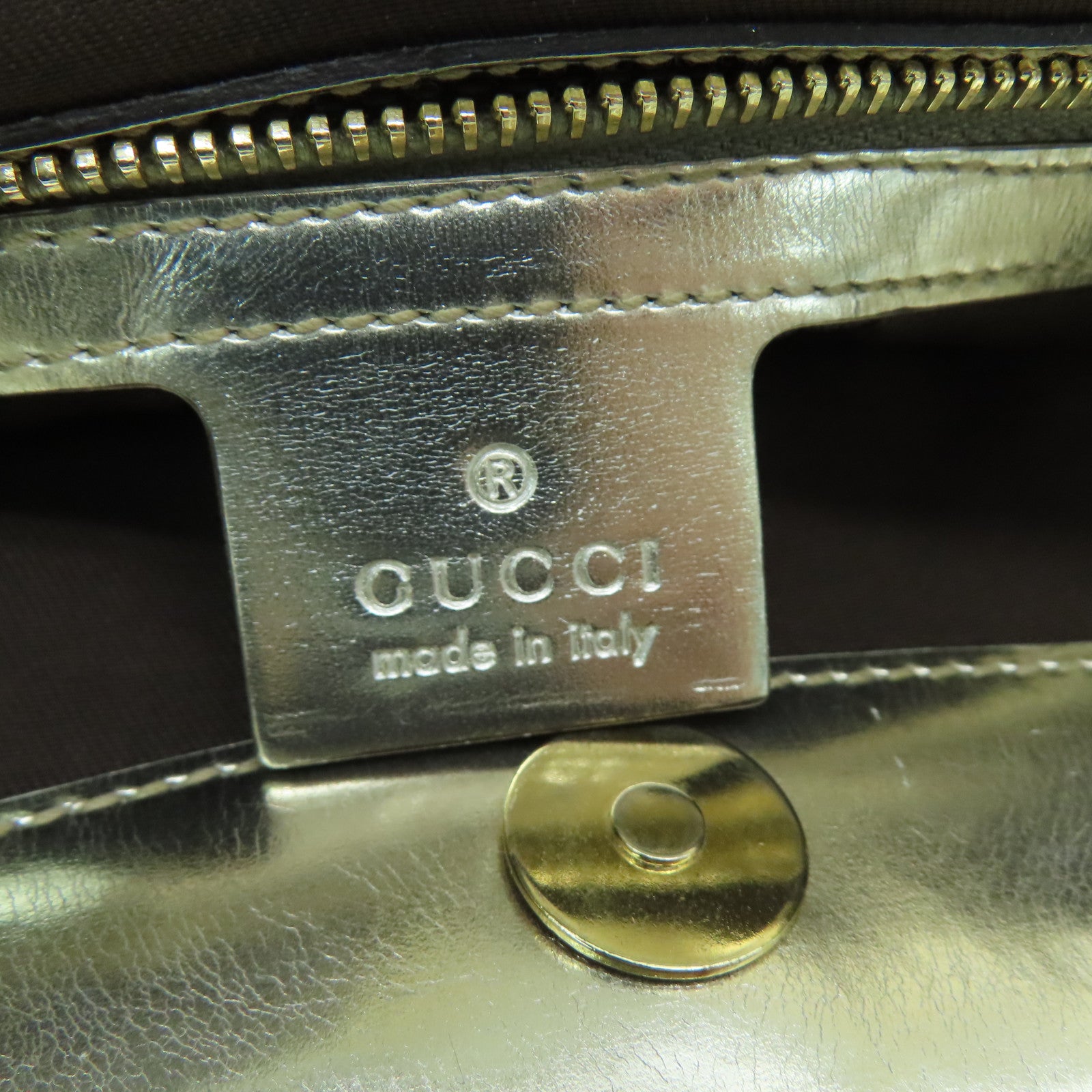 GUCCI 牛皮皮革Shoulder Bag金扣肩背袋香槟金色