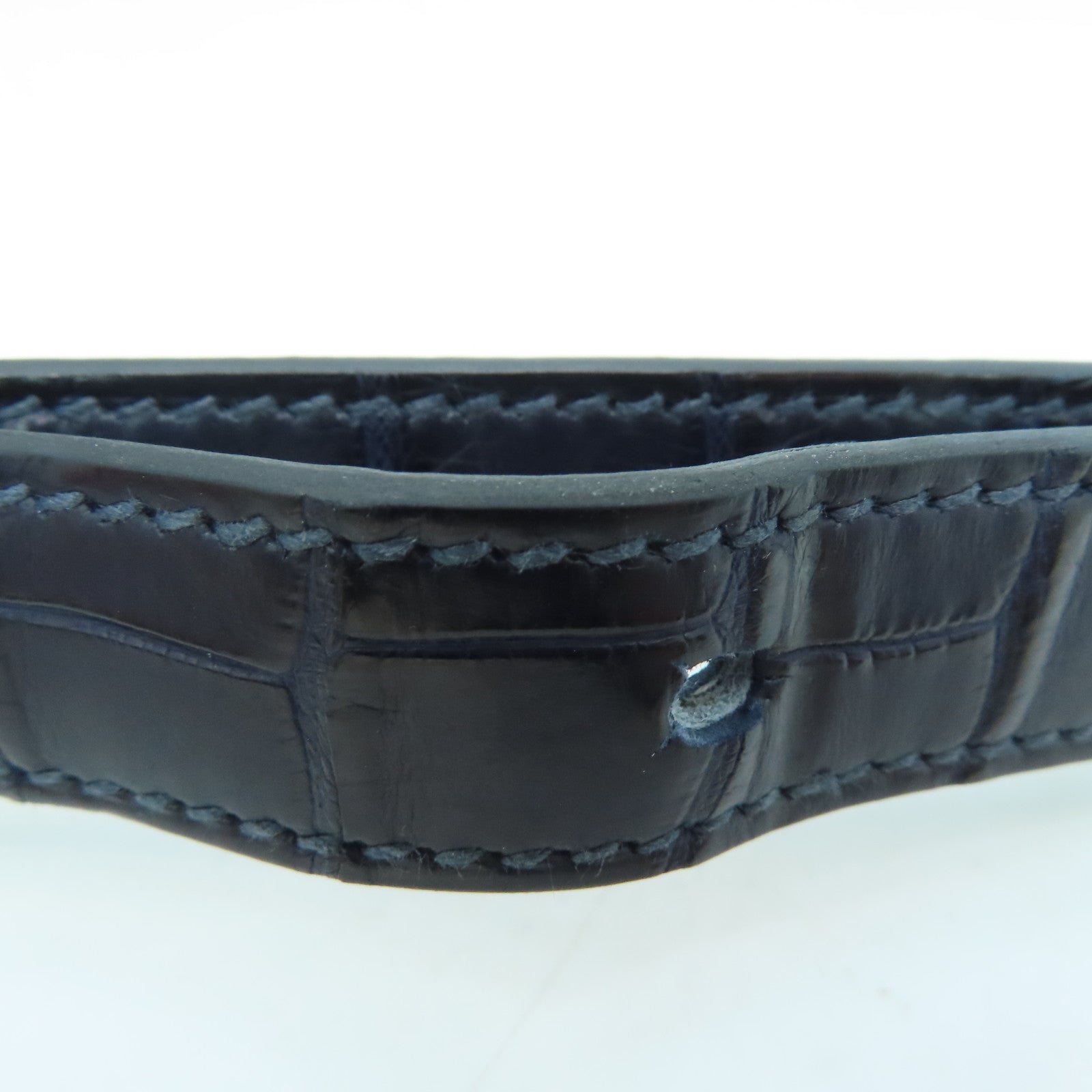 HERMES 【激减优惠】Matte Alligator皮革2002 Shoulder Bag银扣肩背袋Blue Nuit/深蓝色