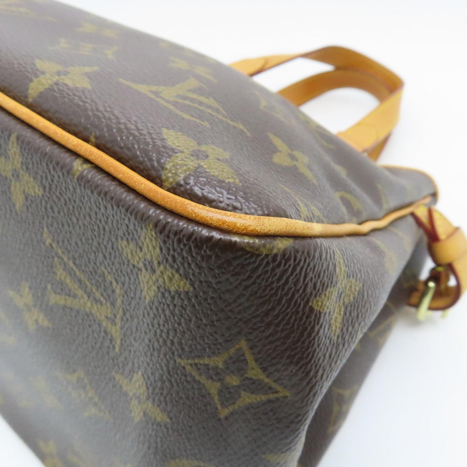 LOUIS VUITTON Monogram Batignolles Gold Buckle Handle Bag Brown