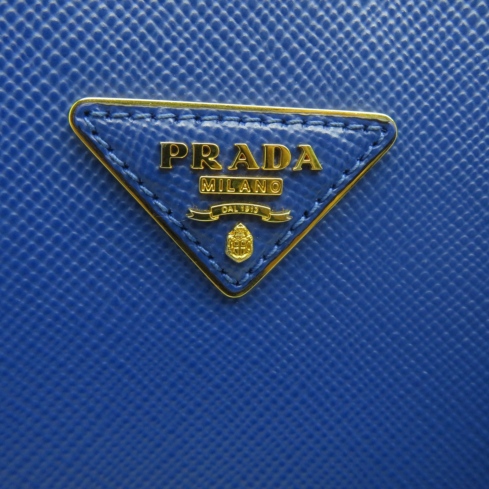 PRADA Saffiano皮革Panier Bag金扣手挽肩背兩用袋藍色