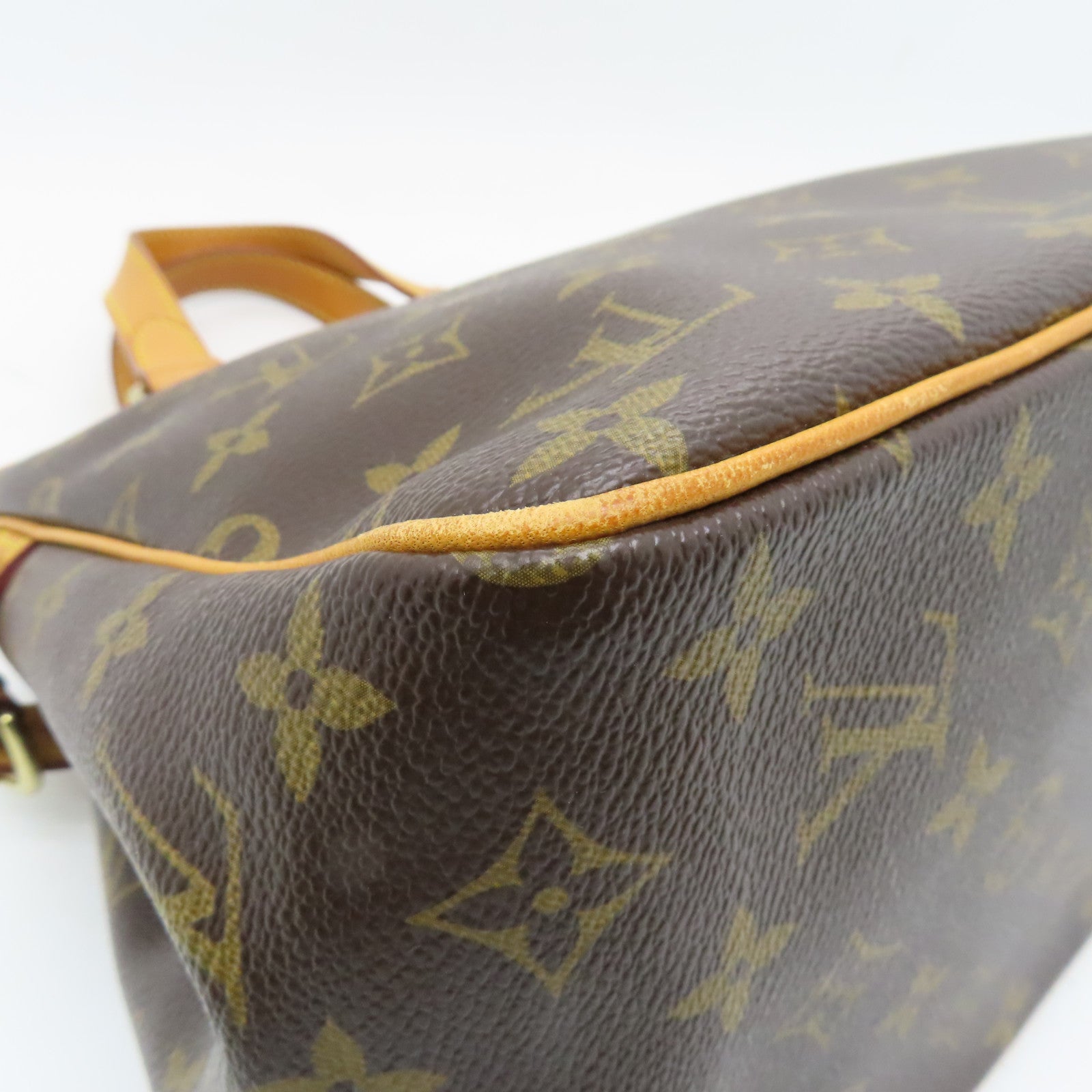 LOUIS VUITTON Monogram Batignolles Gold Buckle Handle Bag Brown