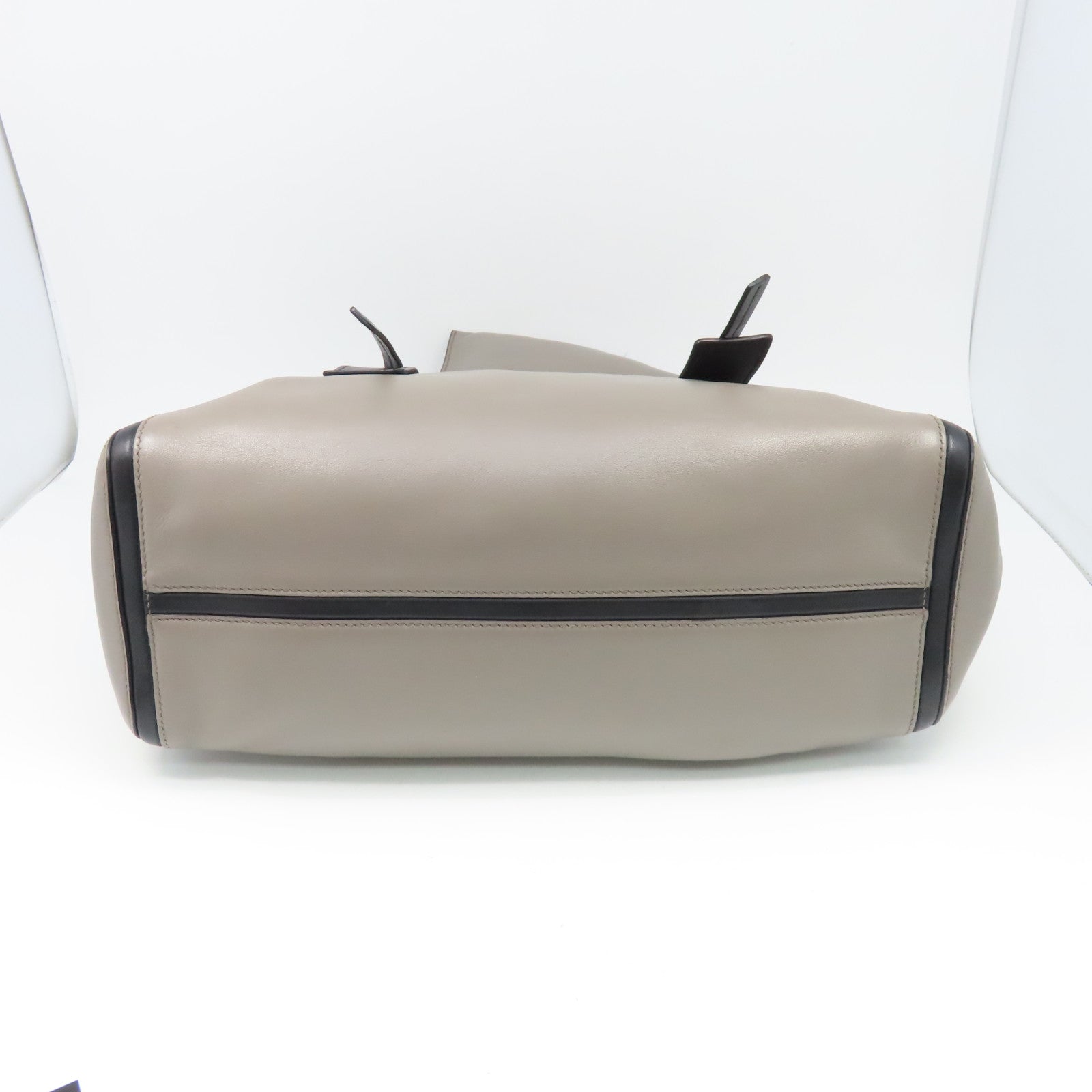 PRADA cowhide leather 2Way Bag silver buckle handle shoulder bag gray