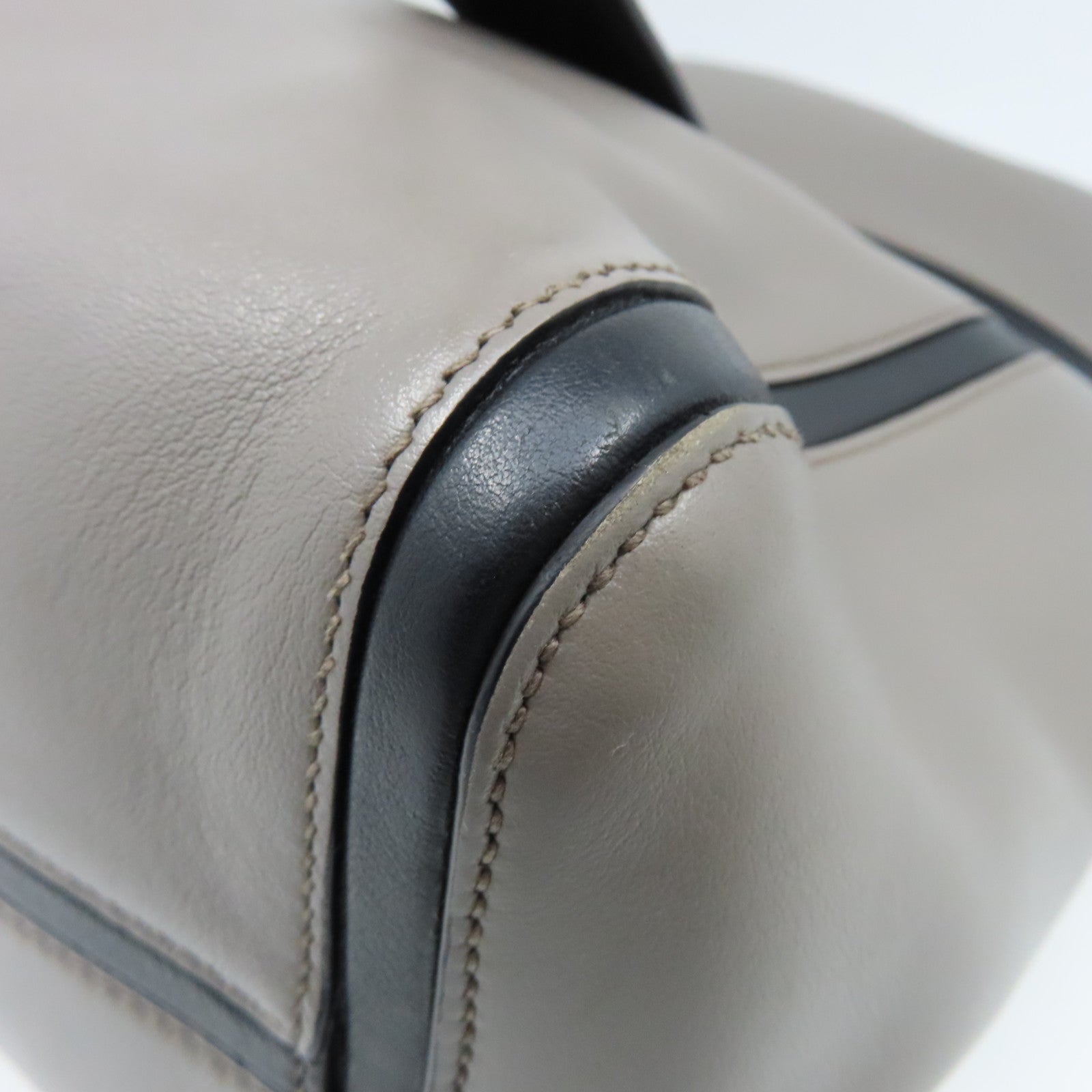 PRADA cowhide leather 2Way Bag silver buckle handle shoulder bag gray