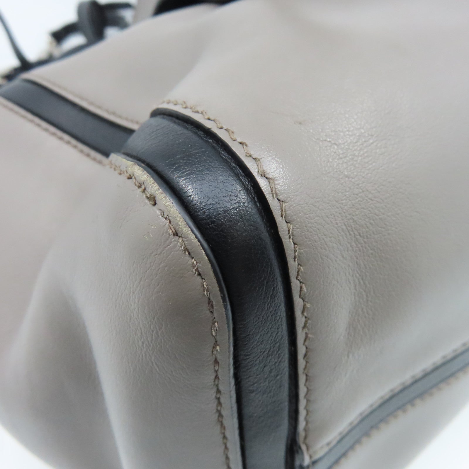PRADA cowhide leather 2Way Bag silver buckle handle shoulder bag gray