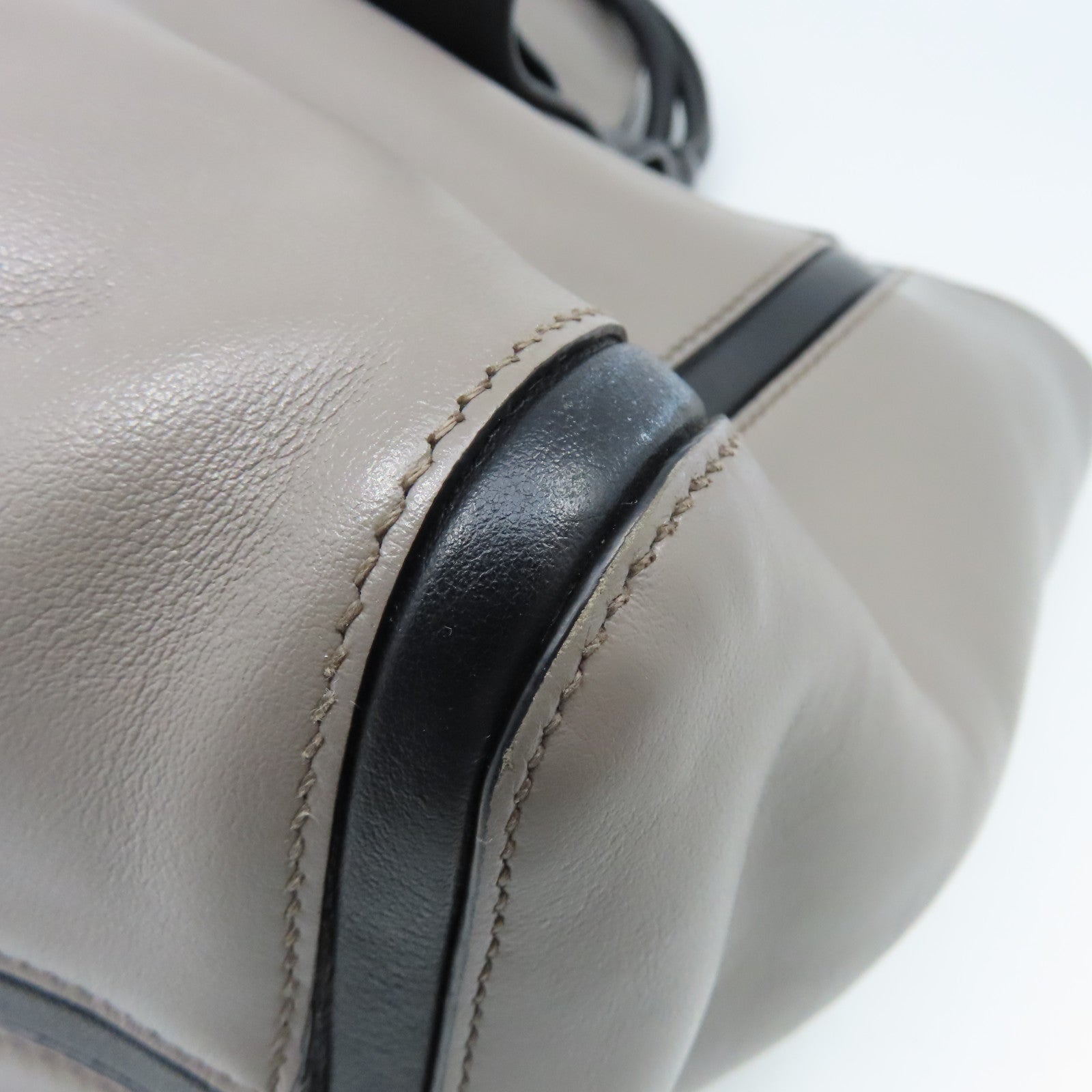 PRADA cowhide leather 2Way Bag silver buckle handle shoulder bag gray