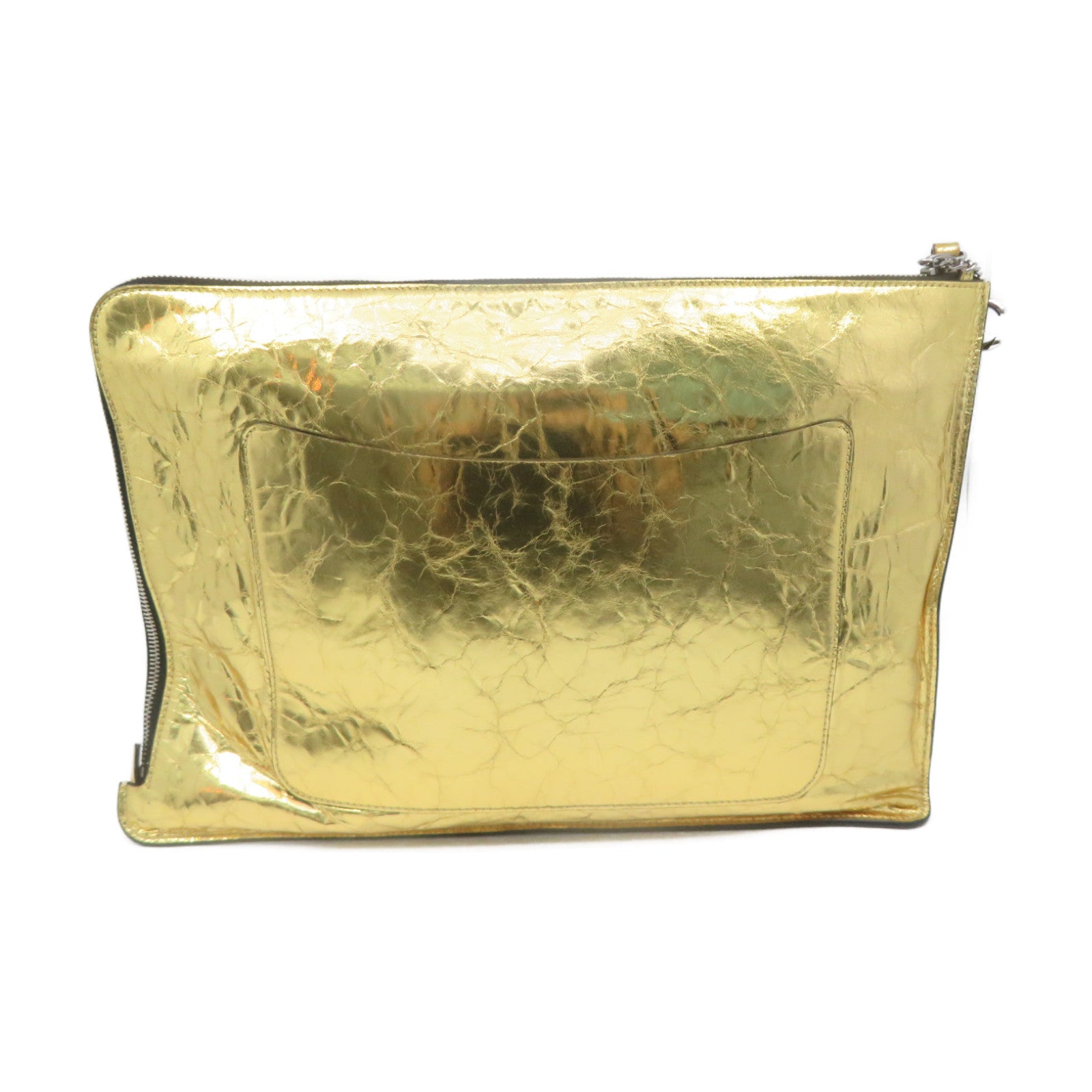 CHANEL 牛皮皮革Pouch手拿包金色