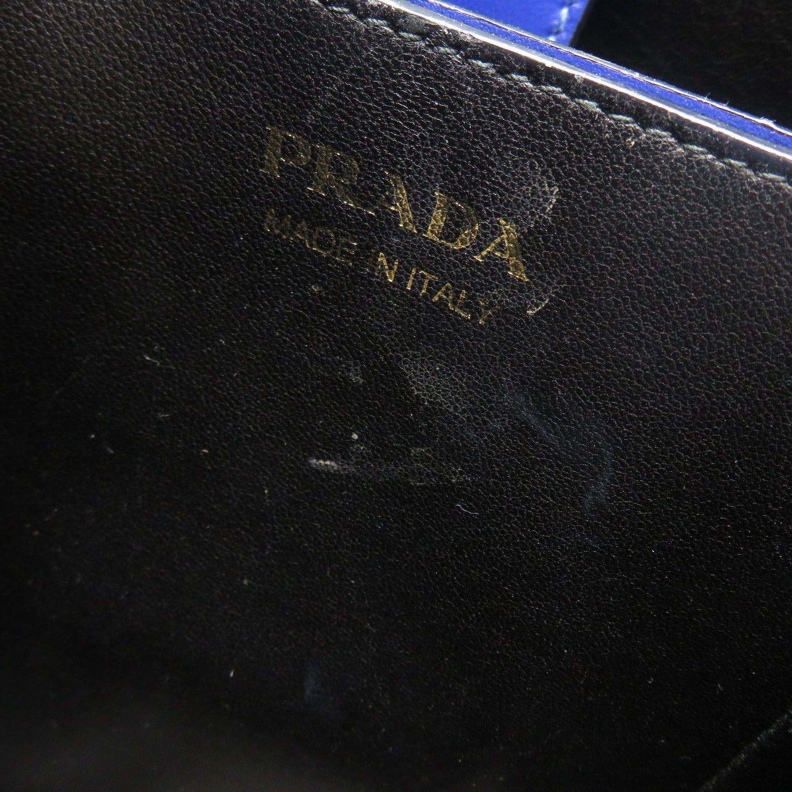 PRADA Saffiano皮革Panier Bag金扣手挽肩背兩用袋藍色