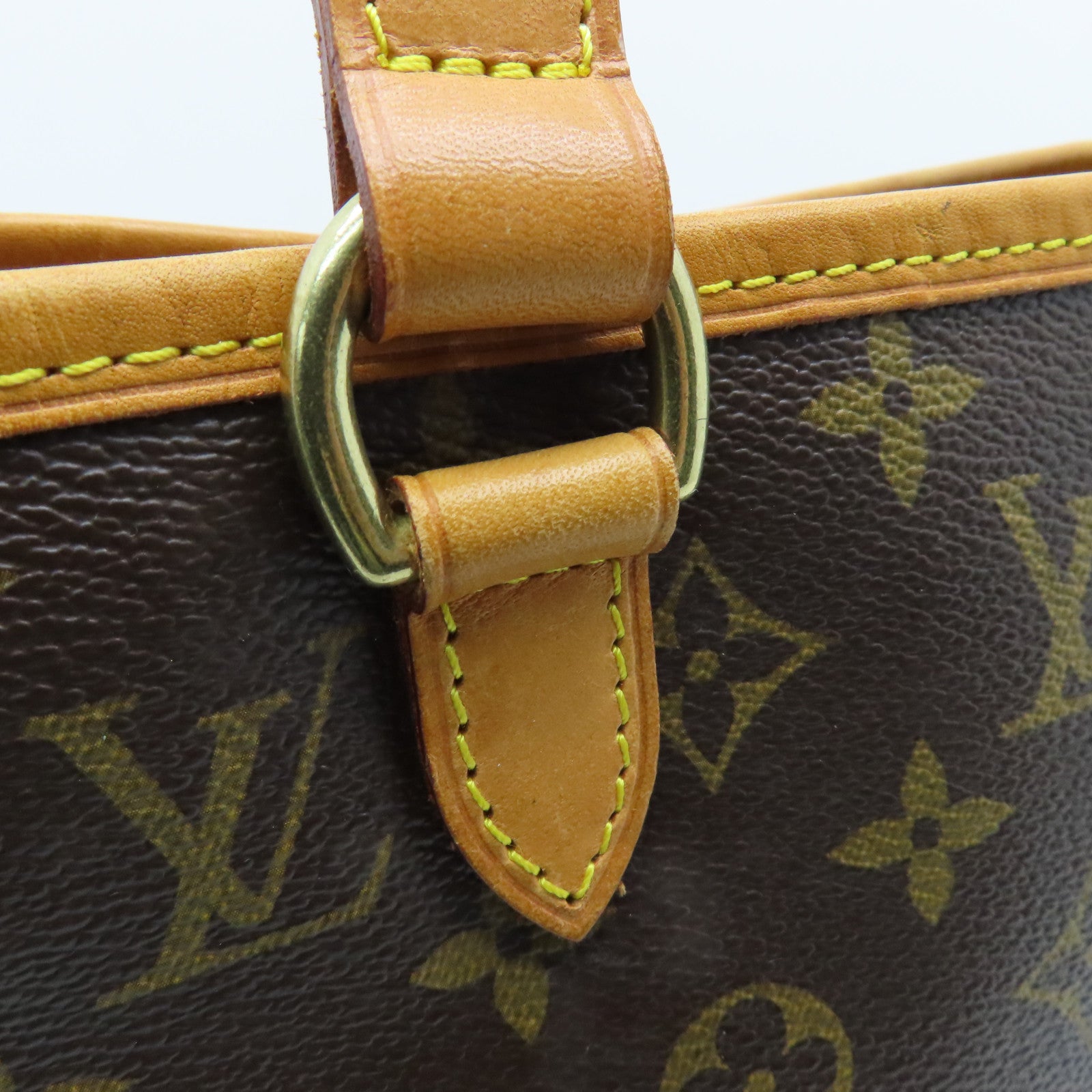 LOUIS VUITTON Monogram Batignolles Gold Buckle Handle Bag Brown