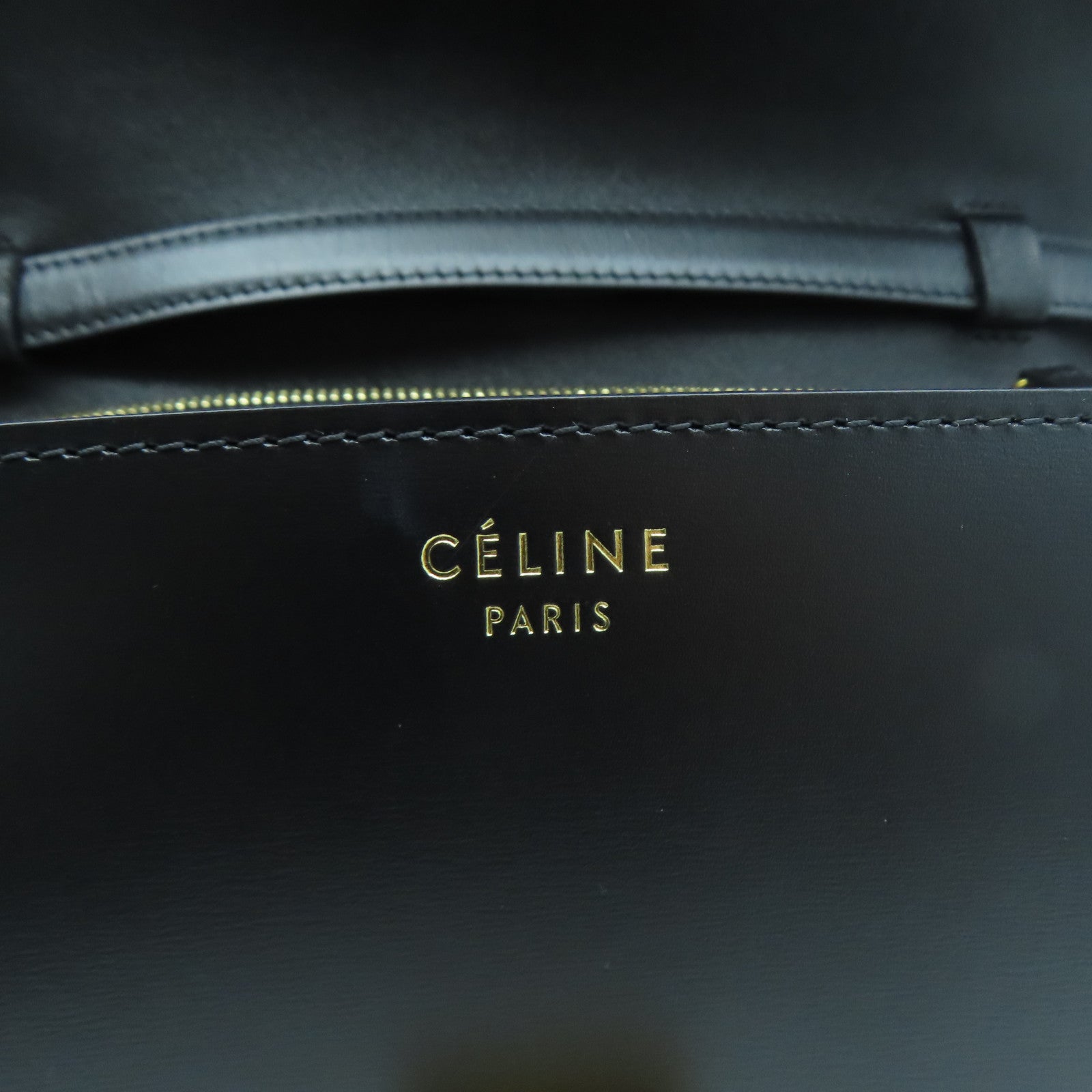 CELINE 牛皮皮革Box Classic金扣肩背袋黑色