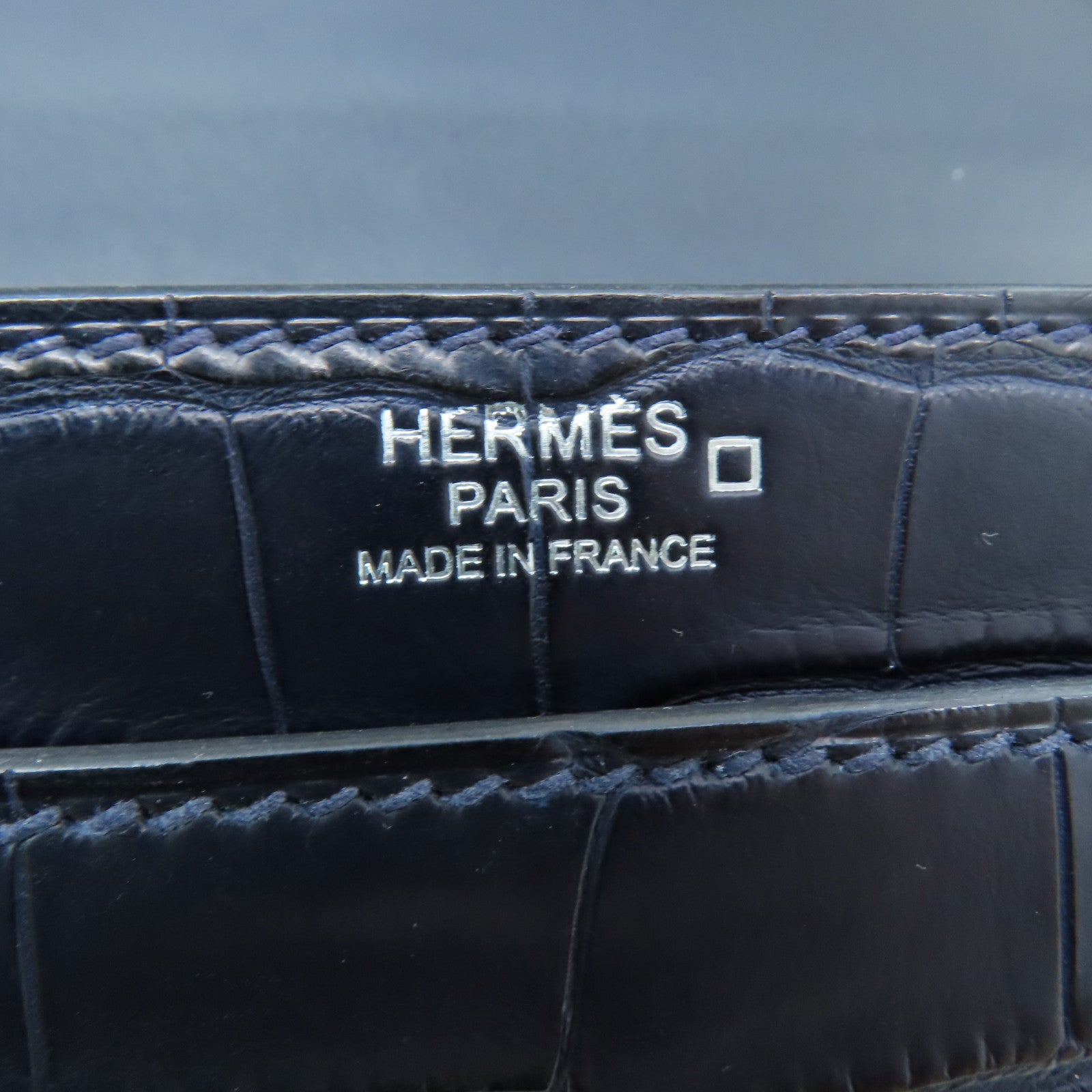 HERMES 【激减优惠】Matte Alligator皮革2002 Shoulder Bag银扣肩背袋Blue Nuit/深蓝色