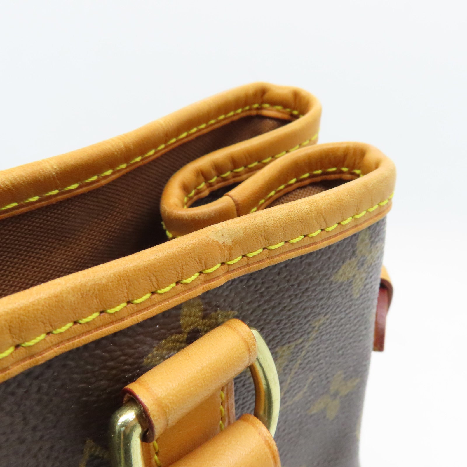 LOUIS VUITTON Monogram Batignolles Gold Buckle Handle Bag Brown