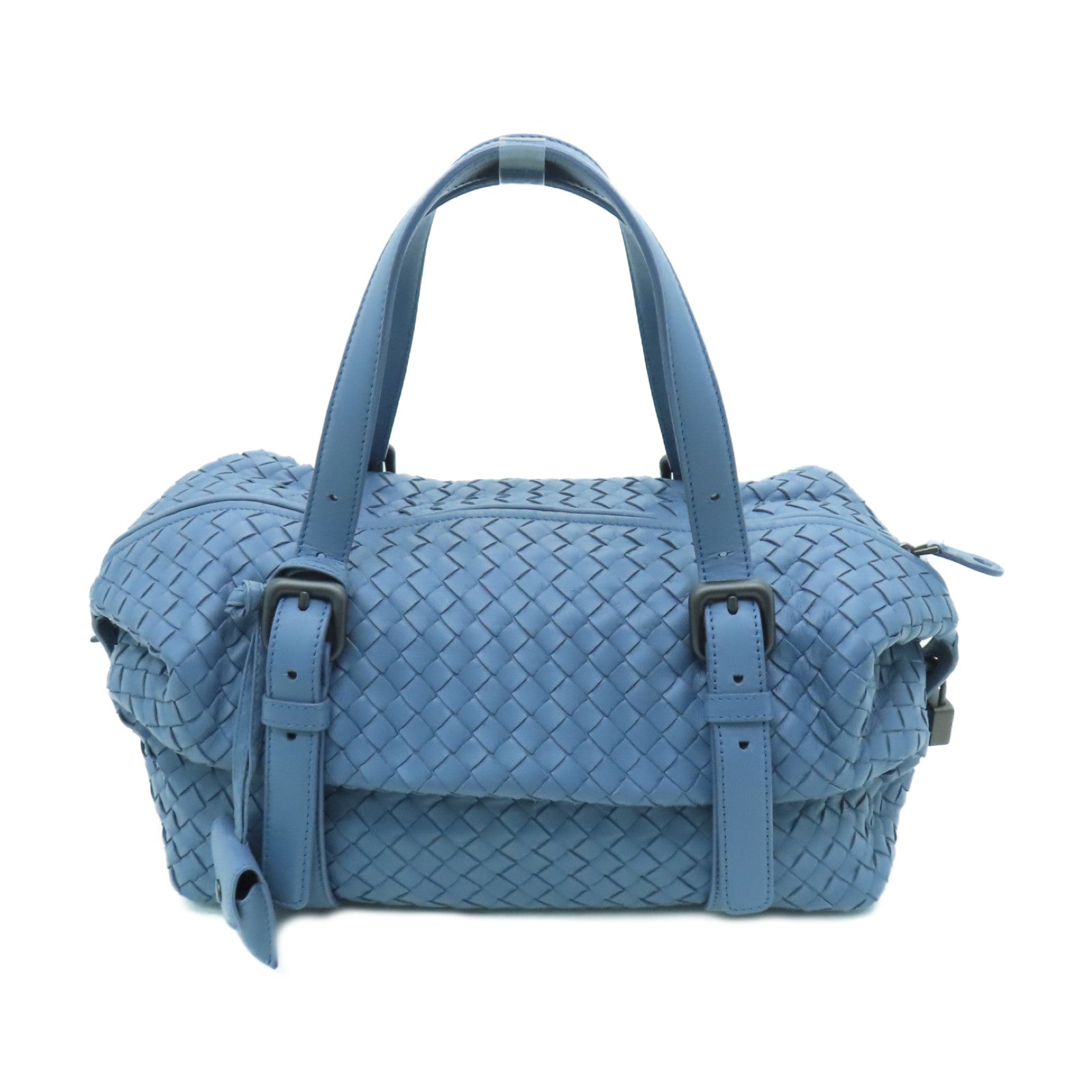BOTTEGA VENETA Textured Leather Shoulder Bag Blue