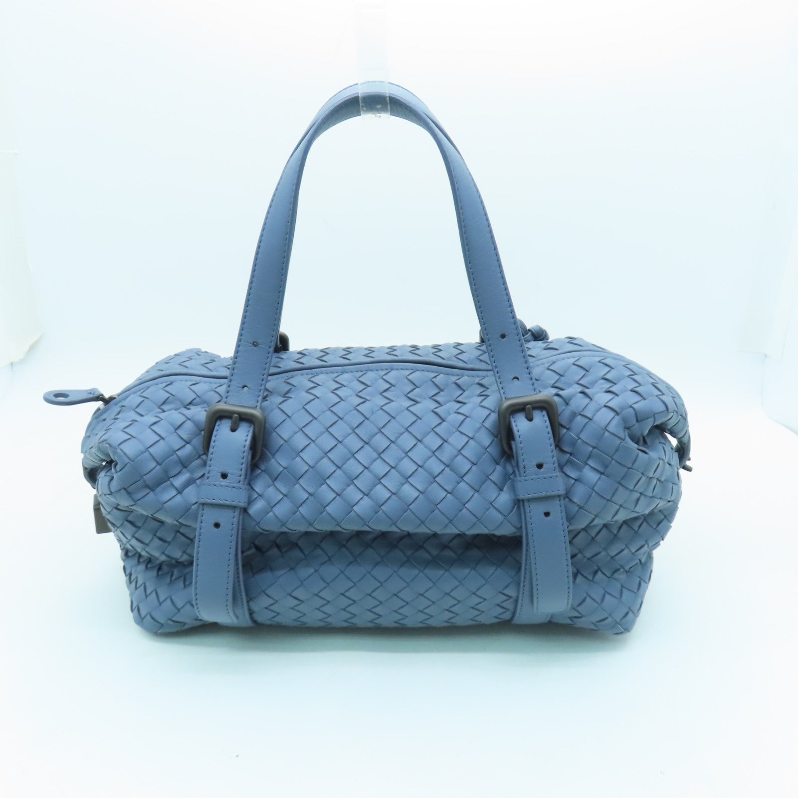 BOTTEGA VENETA Textured Leather Shoulder Bag Blue