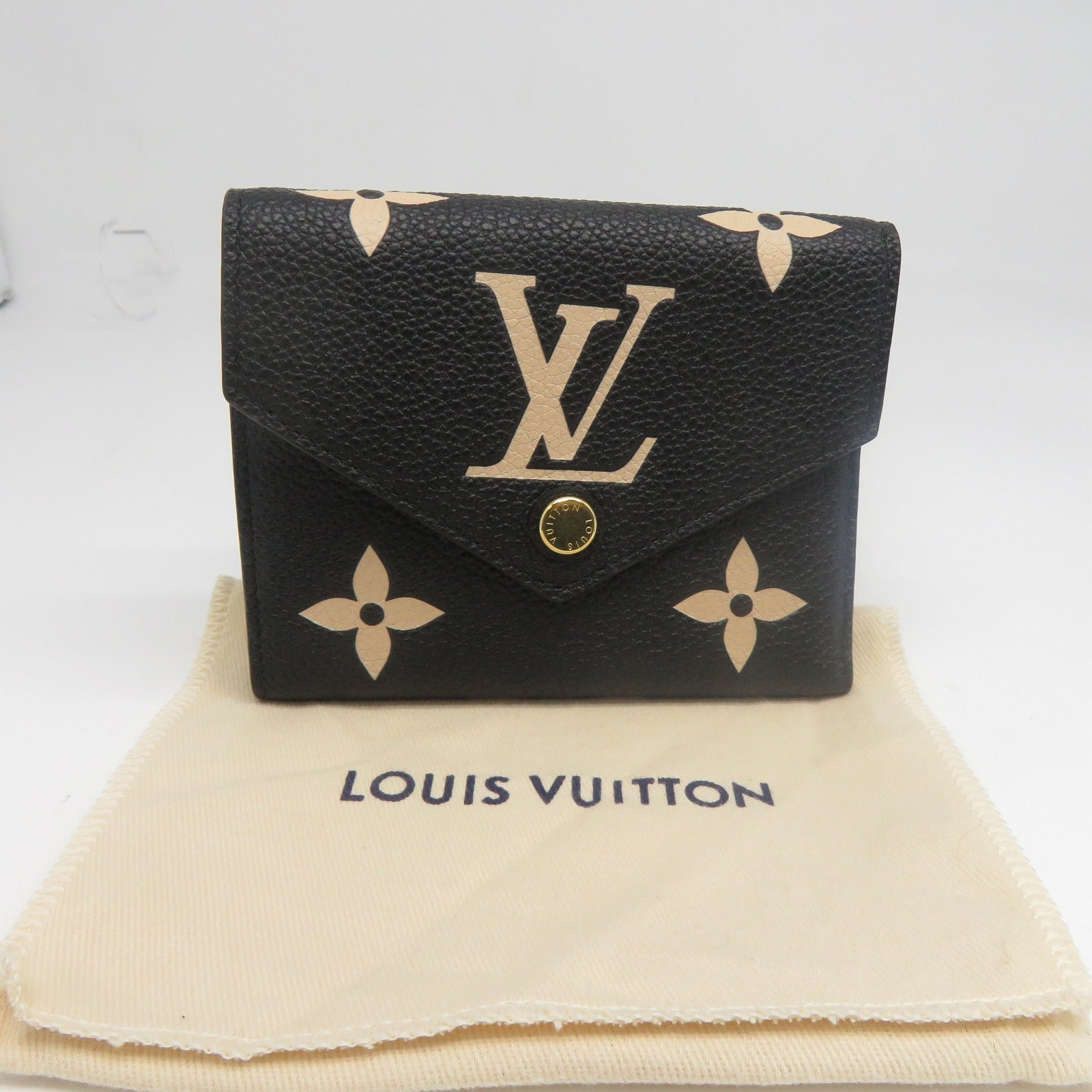 LOUIS VUITTON Monogram Empreinte Portefeuille Victorine金扣錢包黑色