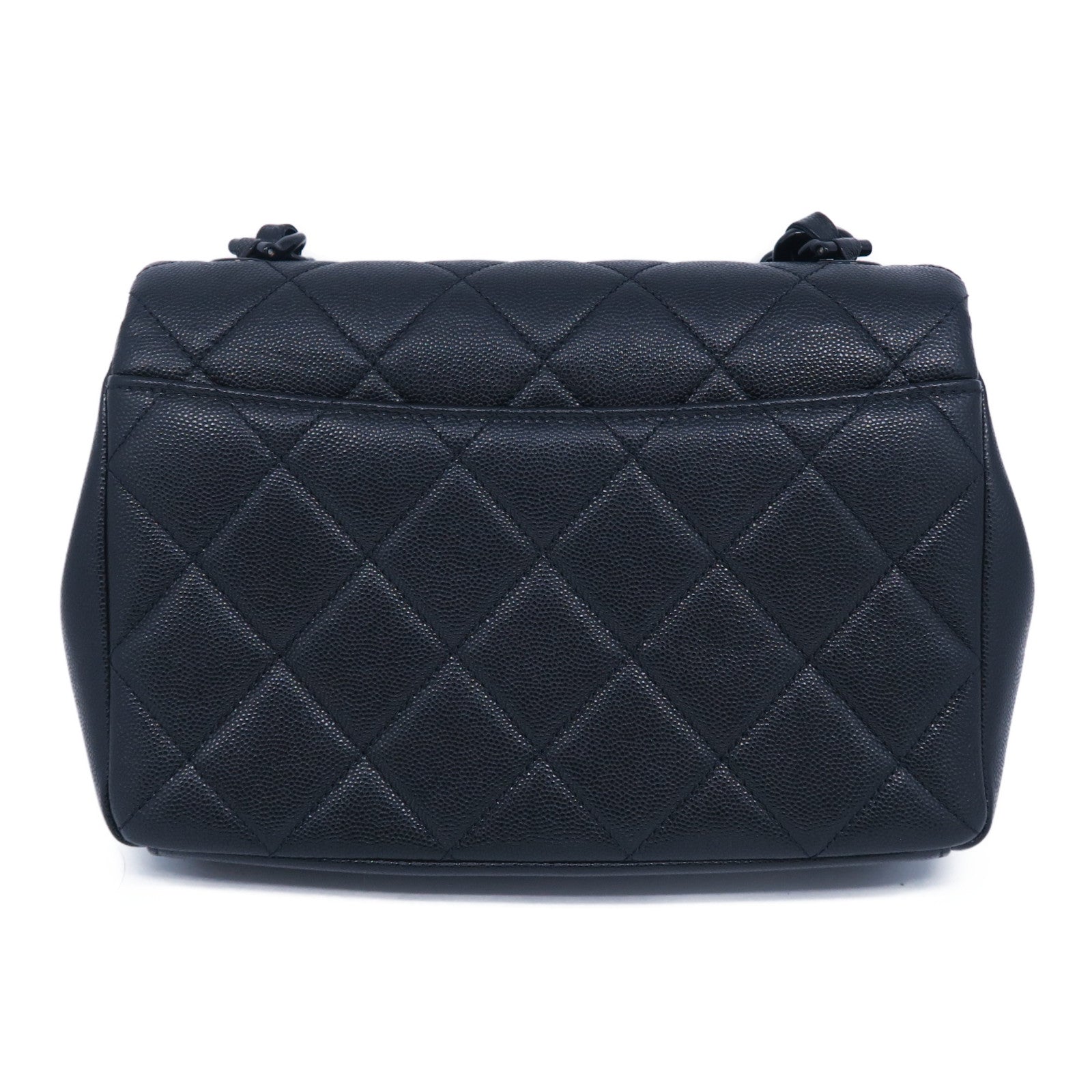 CHANEL 菱格牛皮皮革Chain Shoulder Bag銀扣鏈帶肩背袋黑色