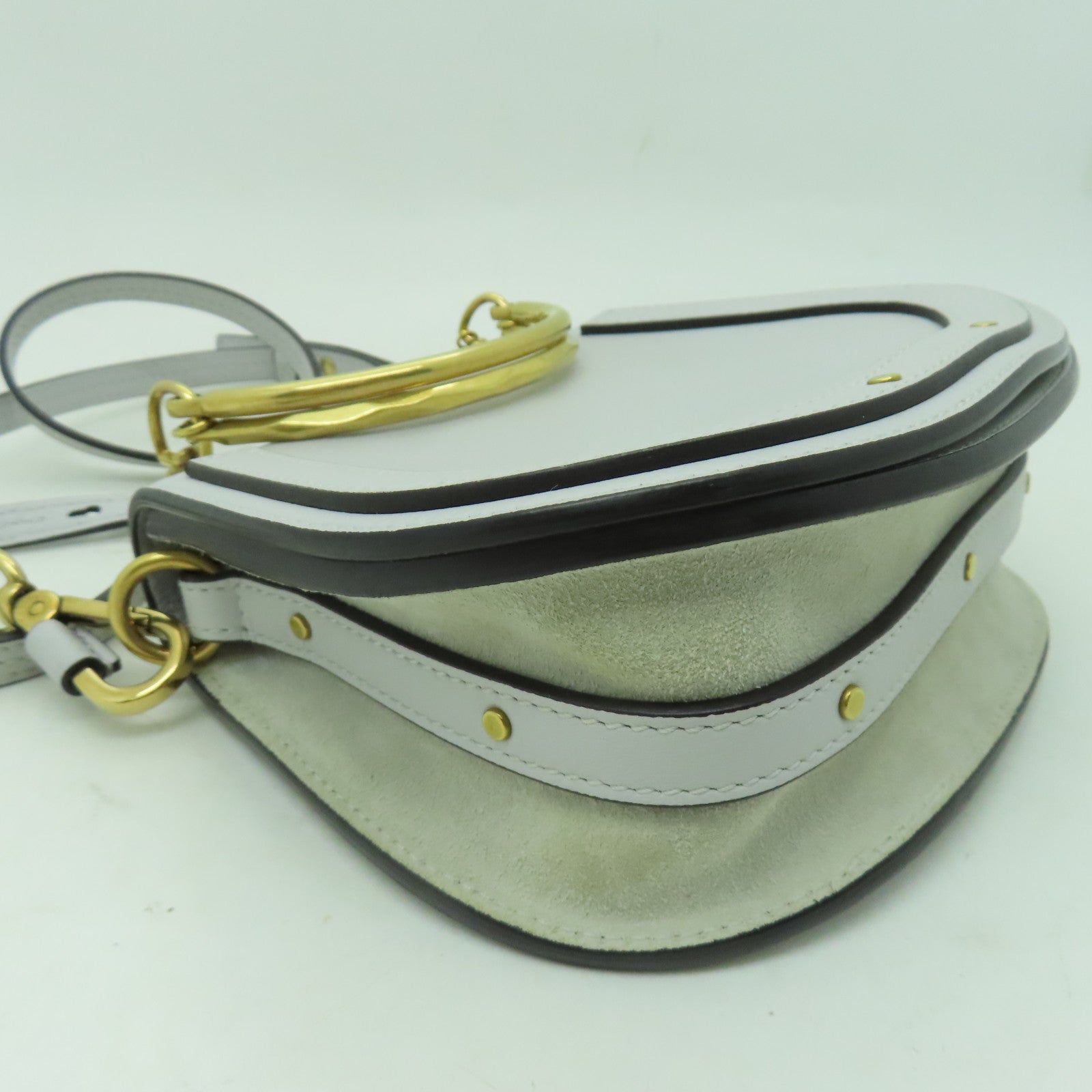 Chloe 牛皮皮革Shoulder Bag金扣肩背袋淺藍色