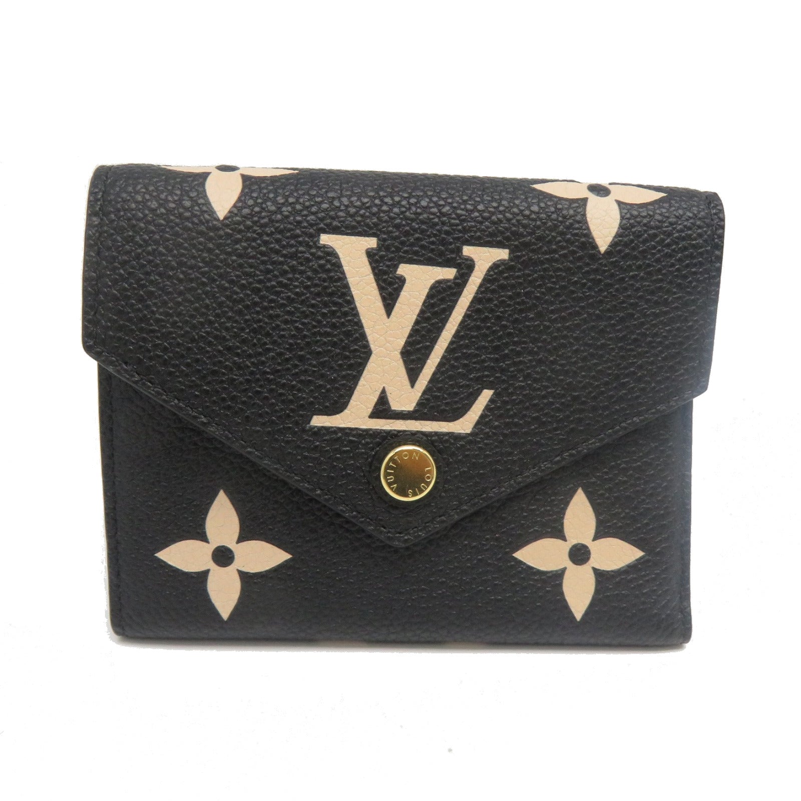 LOUIS VUITTON Monogram Empreinte Portefeuille Victorine金扣錢包黑色