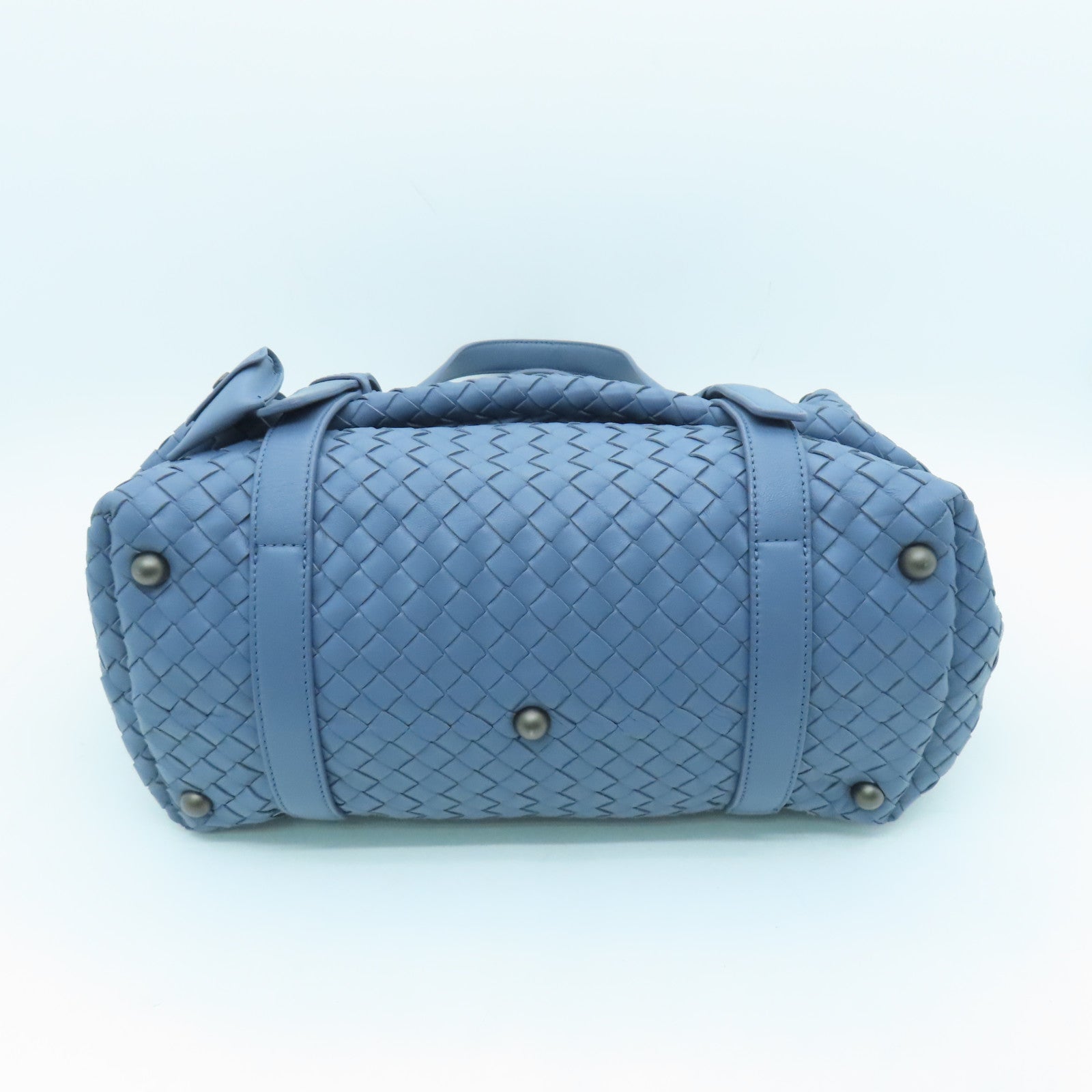 BOTTEGA VENETA Textured Leather Shoulder Bag Blue