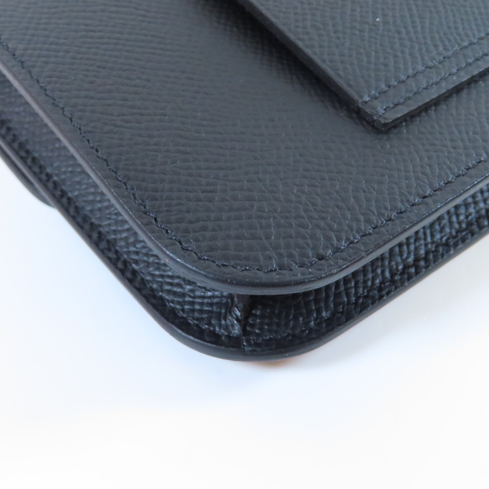 HERMES Epsom皮革Constance Slim金扣錢包Noir黑色