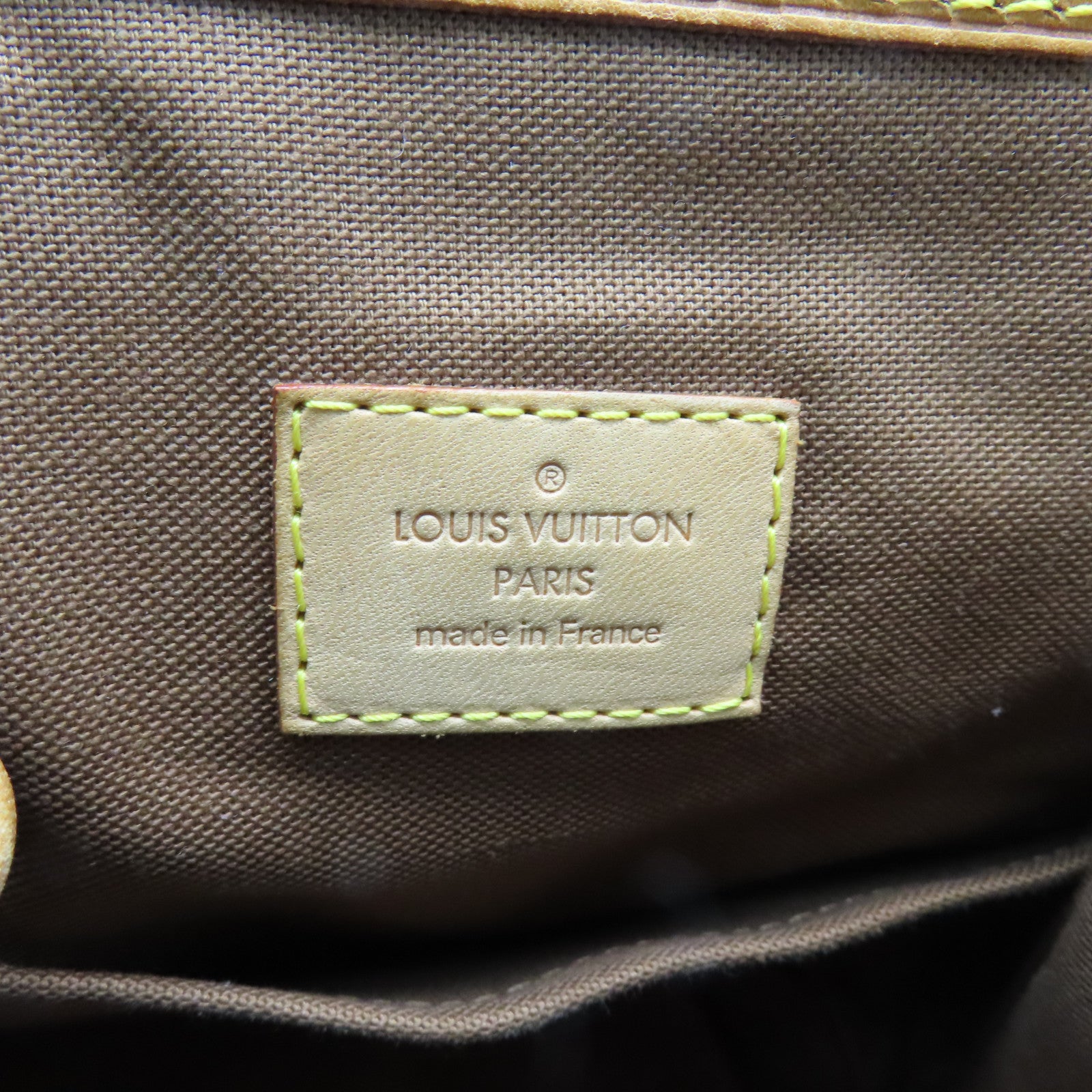 LOUIS VUITTON Monogram Batignolles Gold Buckle Handle Bag Brown