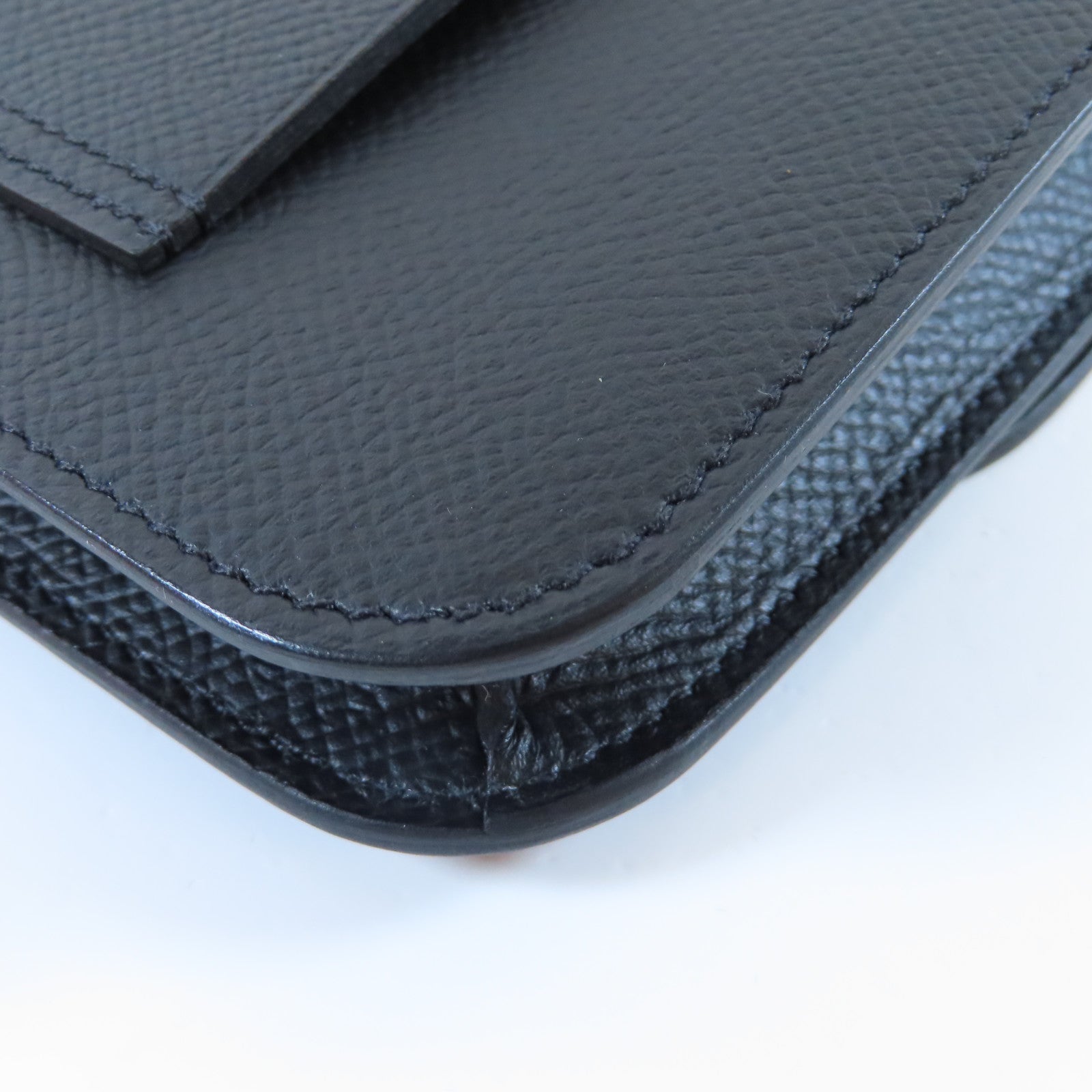 HERMES Epsom皮革Constance Slim金扣錢包Noir黑色