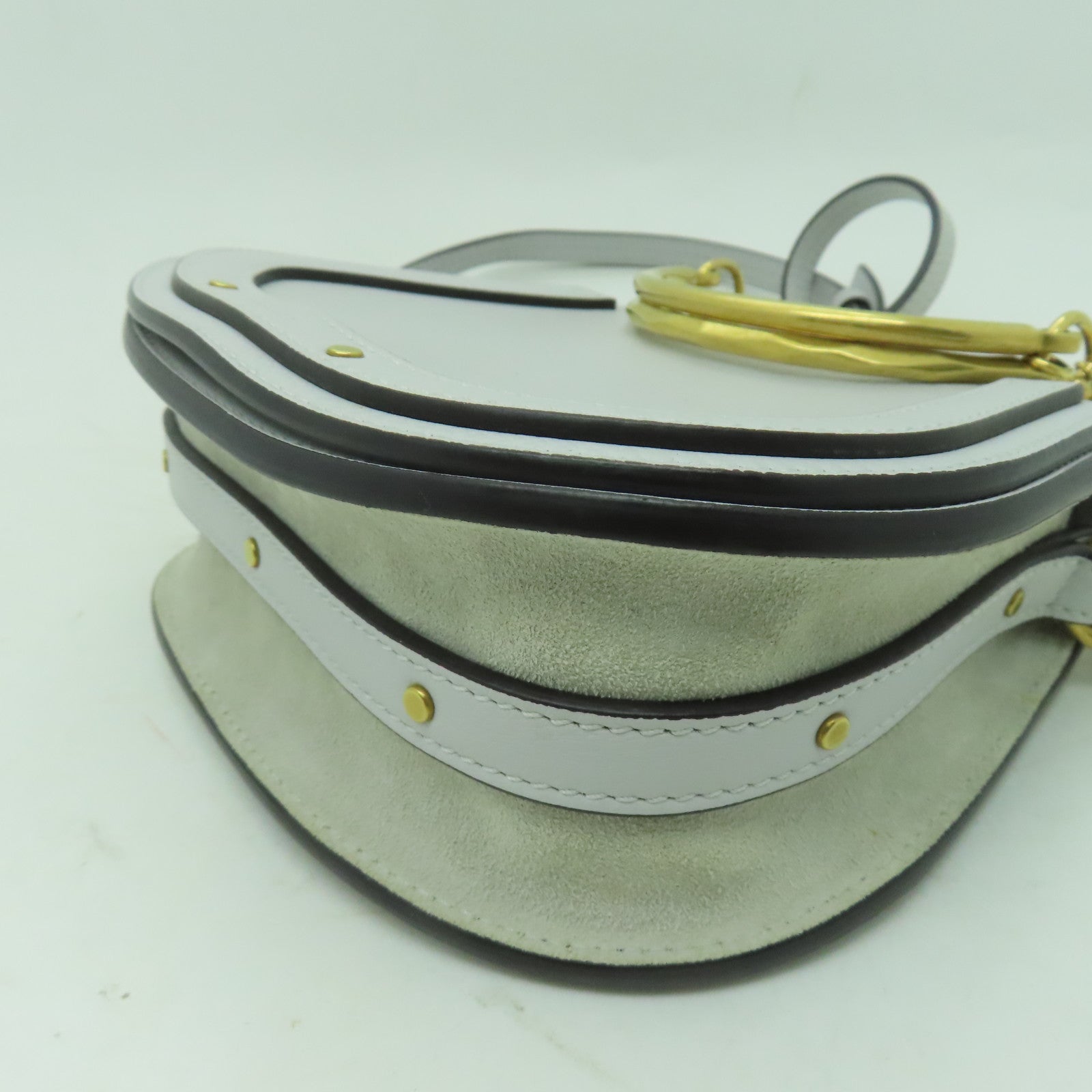 Chloe 牛皮皮革Shoulder Bag金扣肩背袋淺藍色