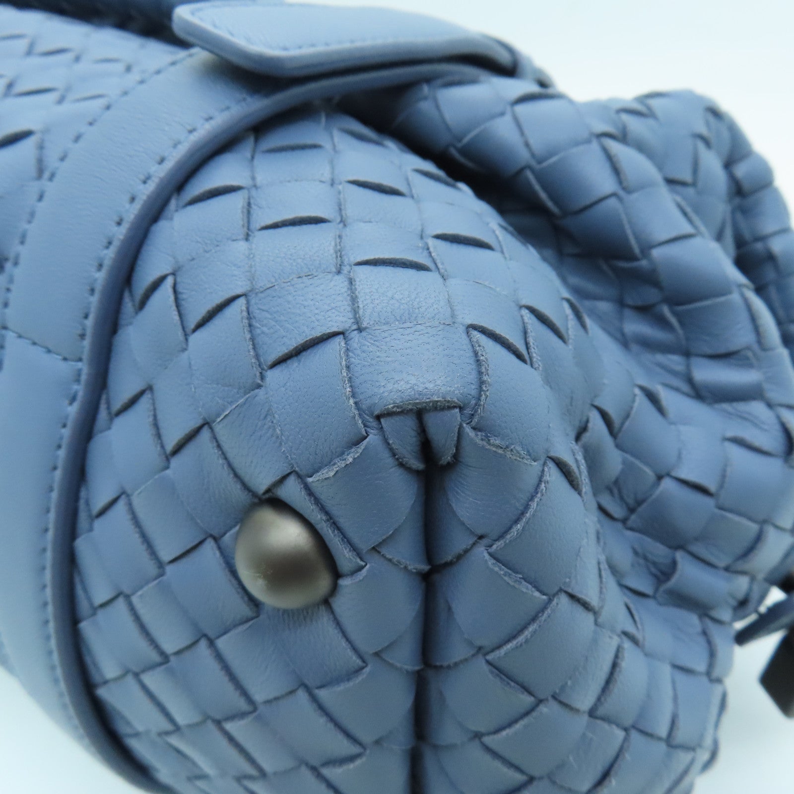 BOTTEGA VENETA Textured Leather Shoulder Bag Blue