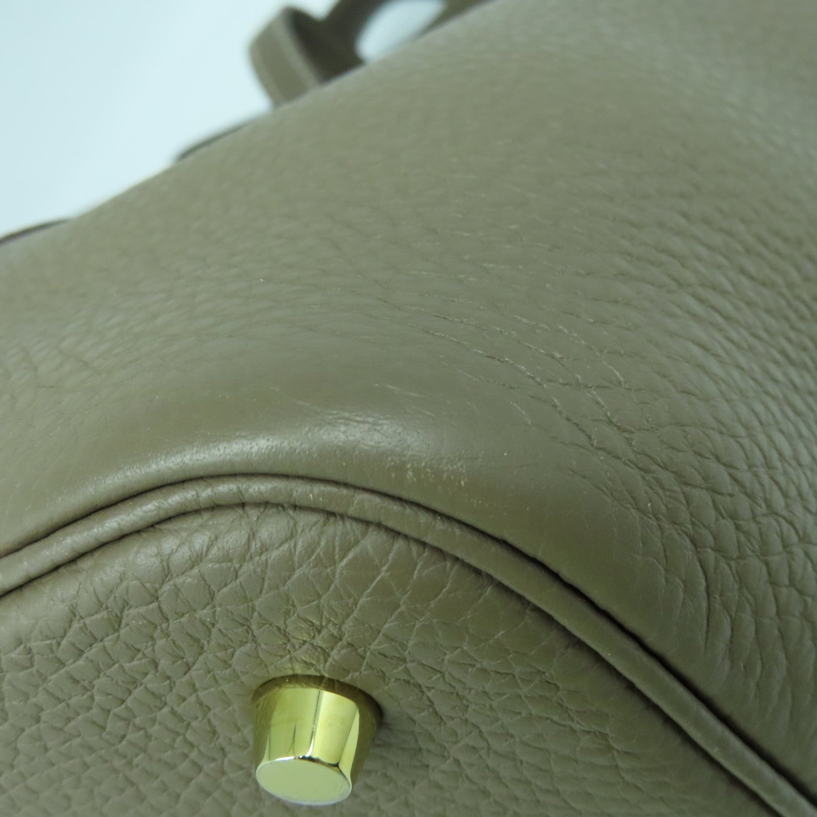 HERMES Clemence皮革Picotin MM金扣手挽袋大象灰