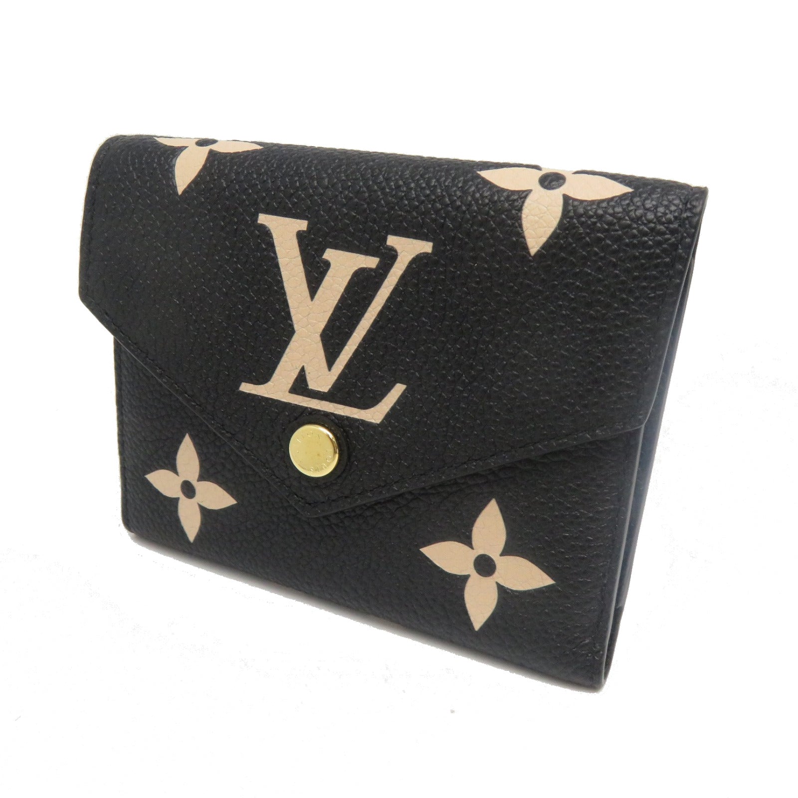 LOUIS VUITTON Monogram Empreinte Portefeuille Victorine金扣錢包黑色