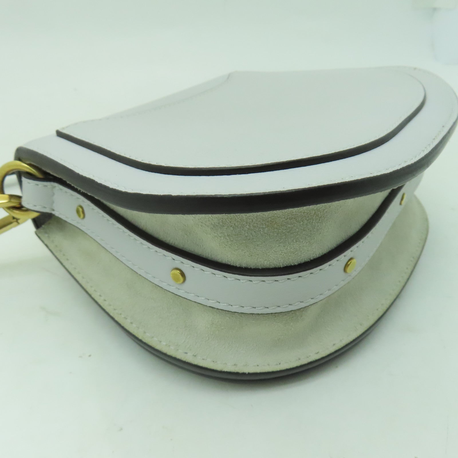 Chloe 牛皮皮革Shoulder Bag金扣肩背袋淺藍色