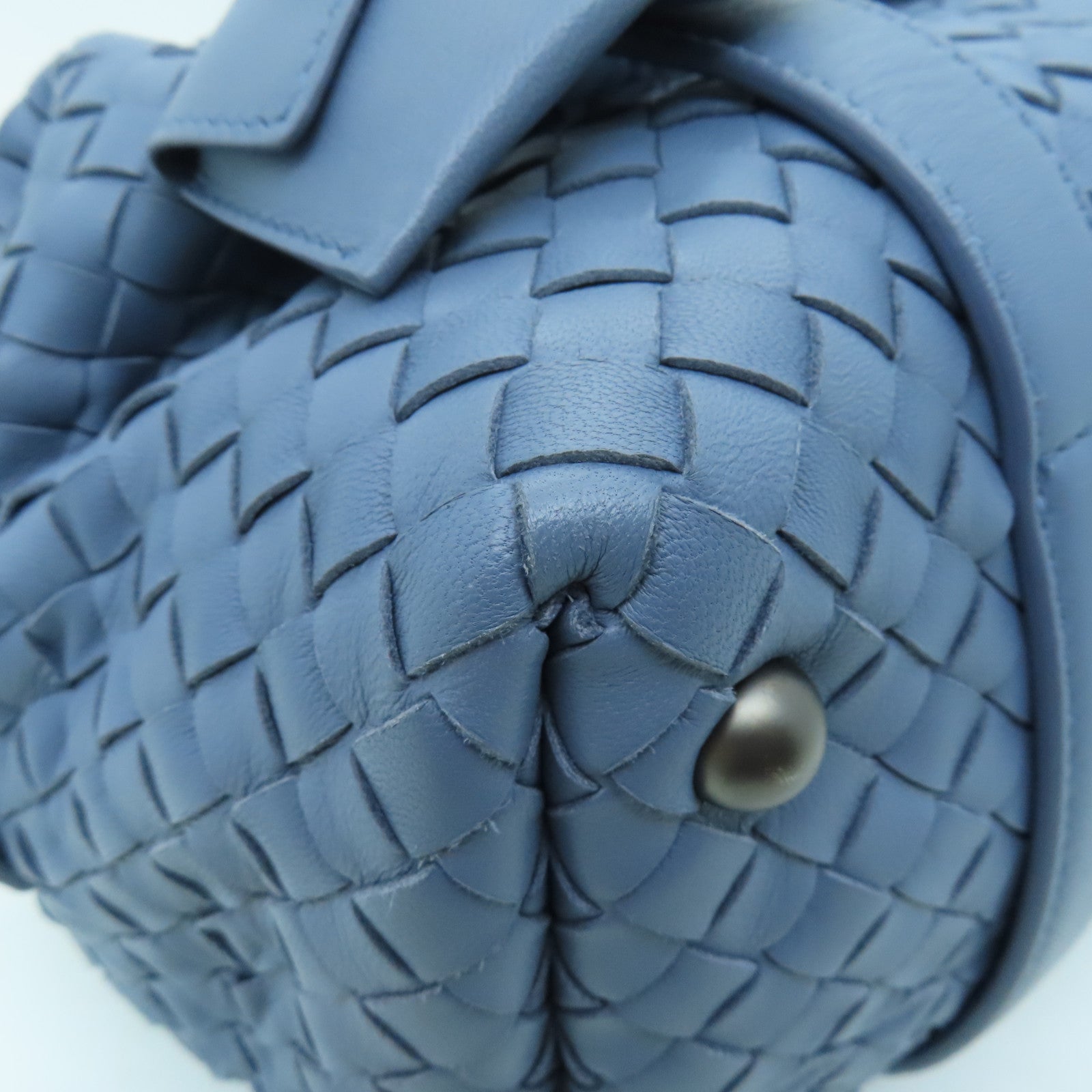 BOTTEGA VENETA Textured Leather Shoulder Bag Blue
