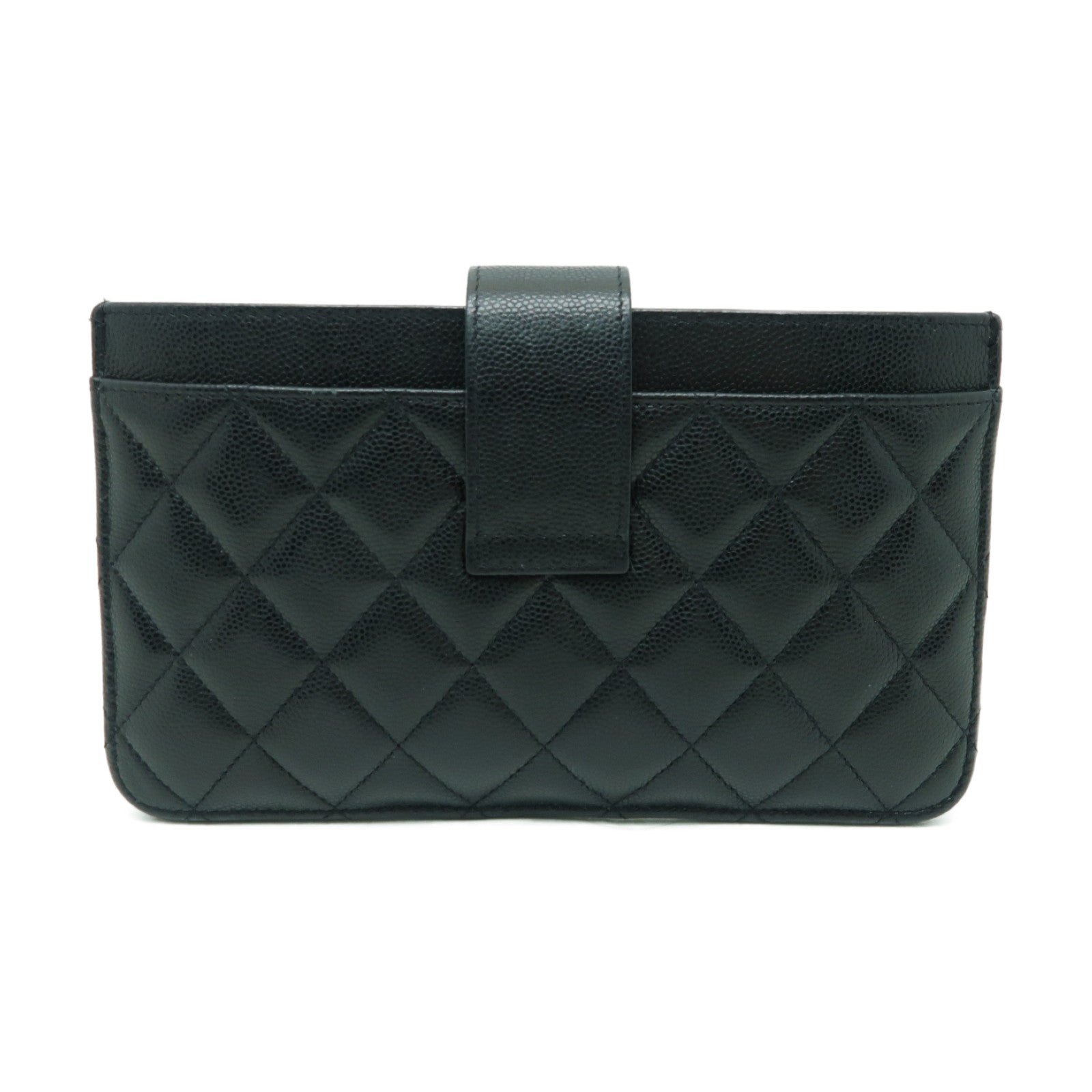 CHANEL 菱格Caviar皮革Card Case金扣卡片套黒色