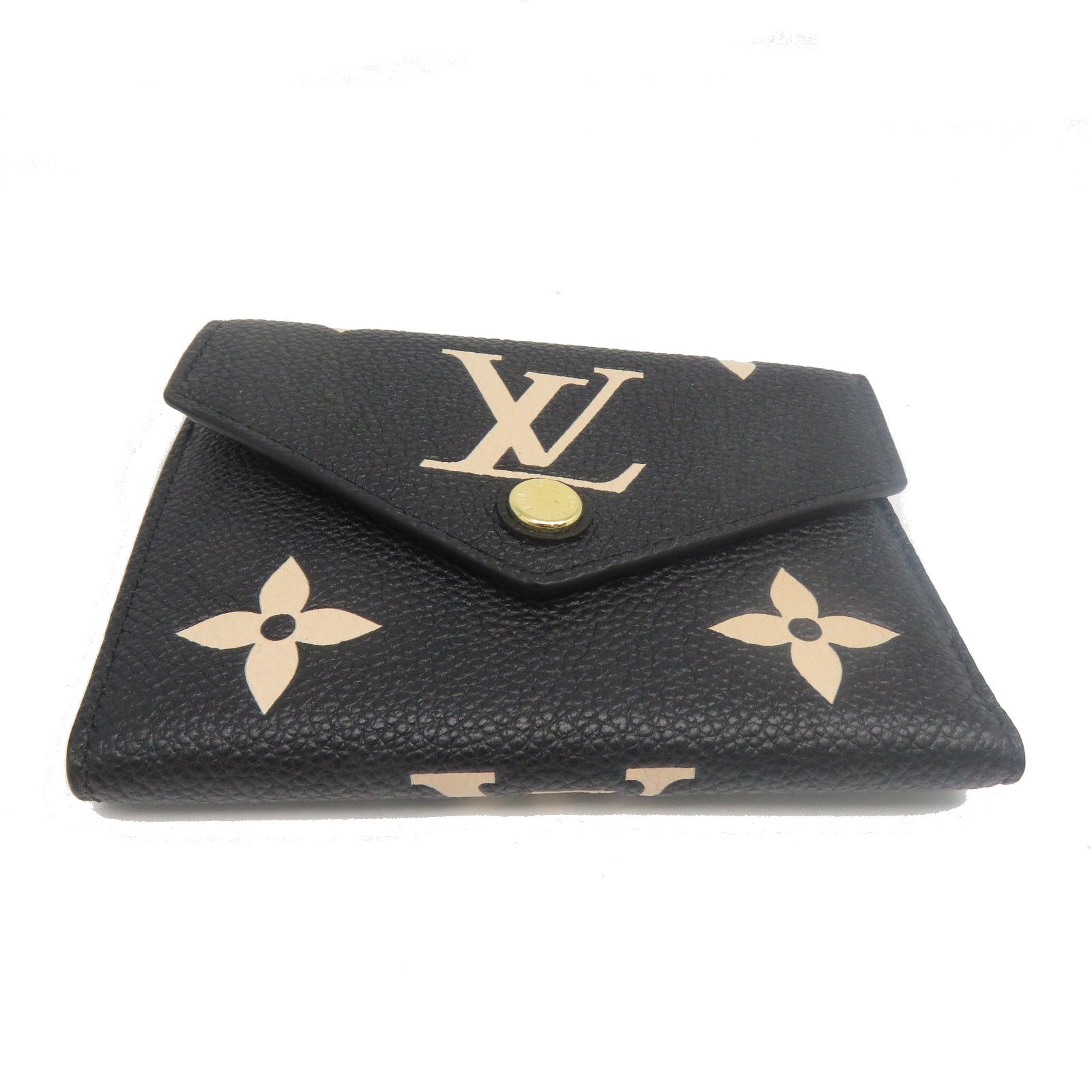 LOUIS VUITTON Monogram Empreinte Portefeuille Victorine金扣錢包黑色