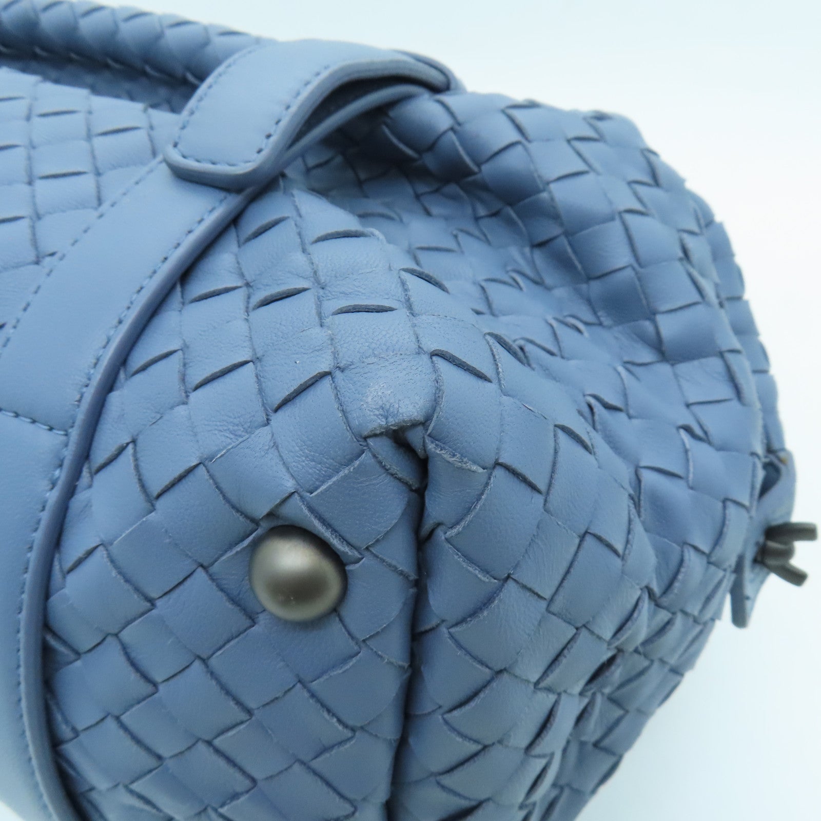 BOTTEGA VENETA Textured Leather Shoulder Bag Blue