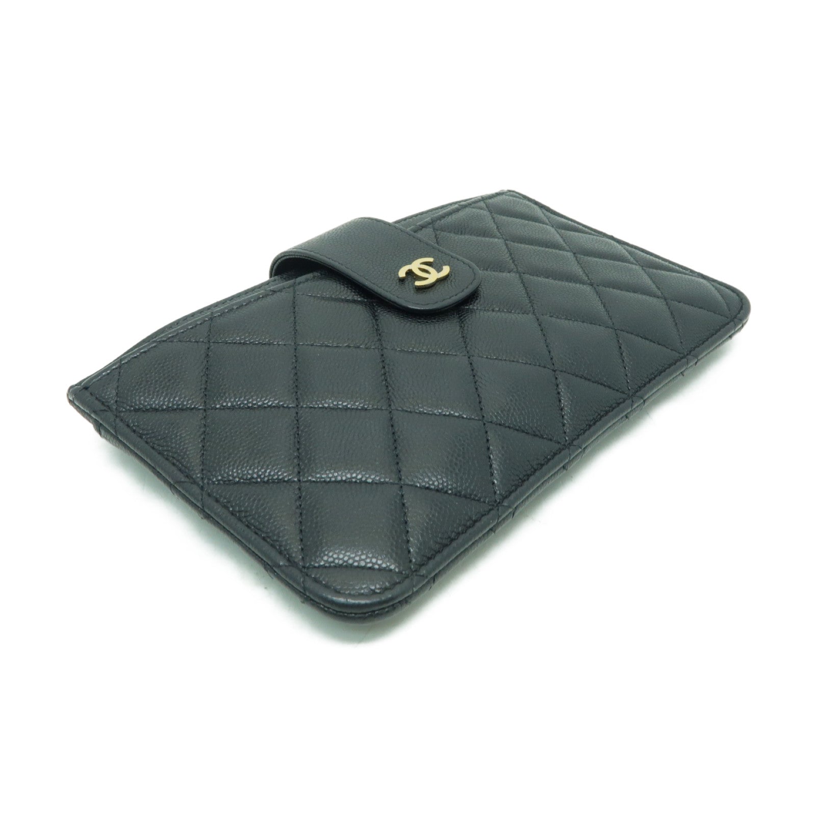 CHANEL 菱格Caviar皮革Card Case金扣卡片套黒色
