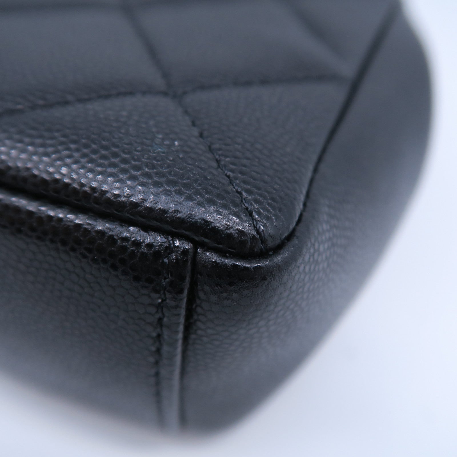 CHANEL 菱格牛皮皮革Chain Shoulder Bag銀扣鏈帶肩背袋黑色